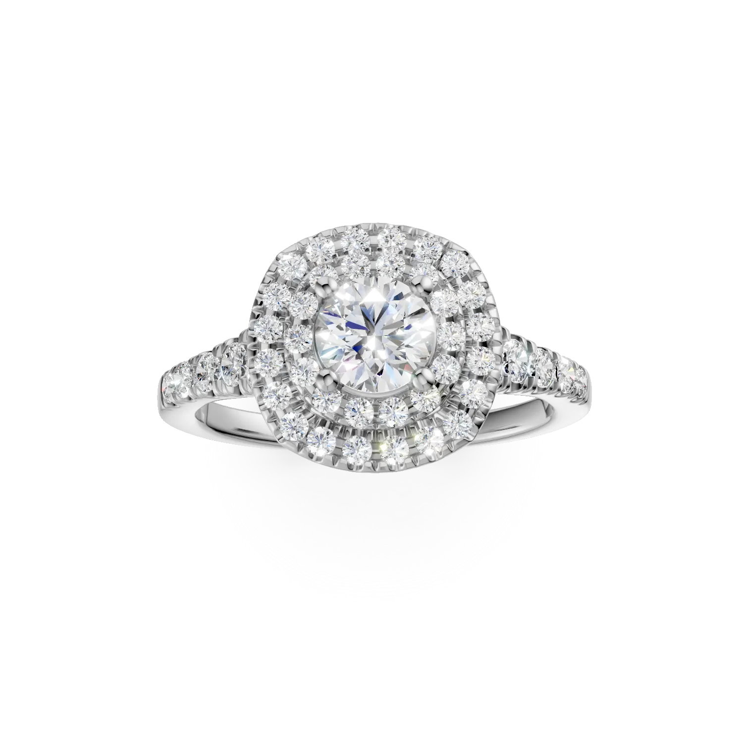 Inel din aur alb cu diamante de 0.8ct create in laborator