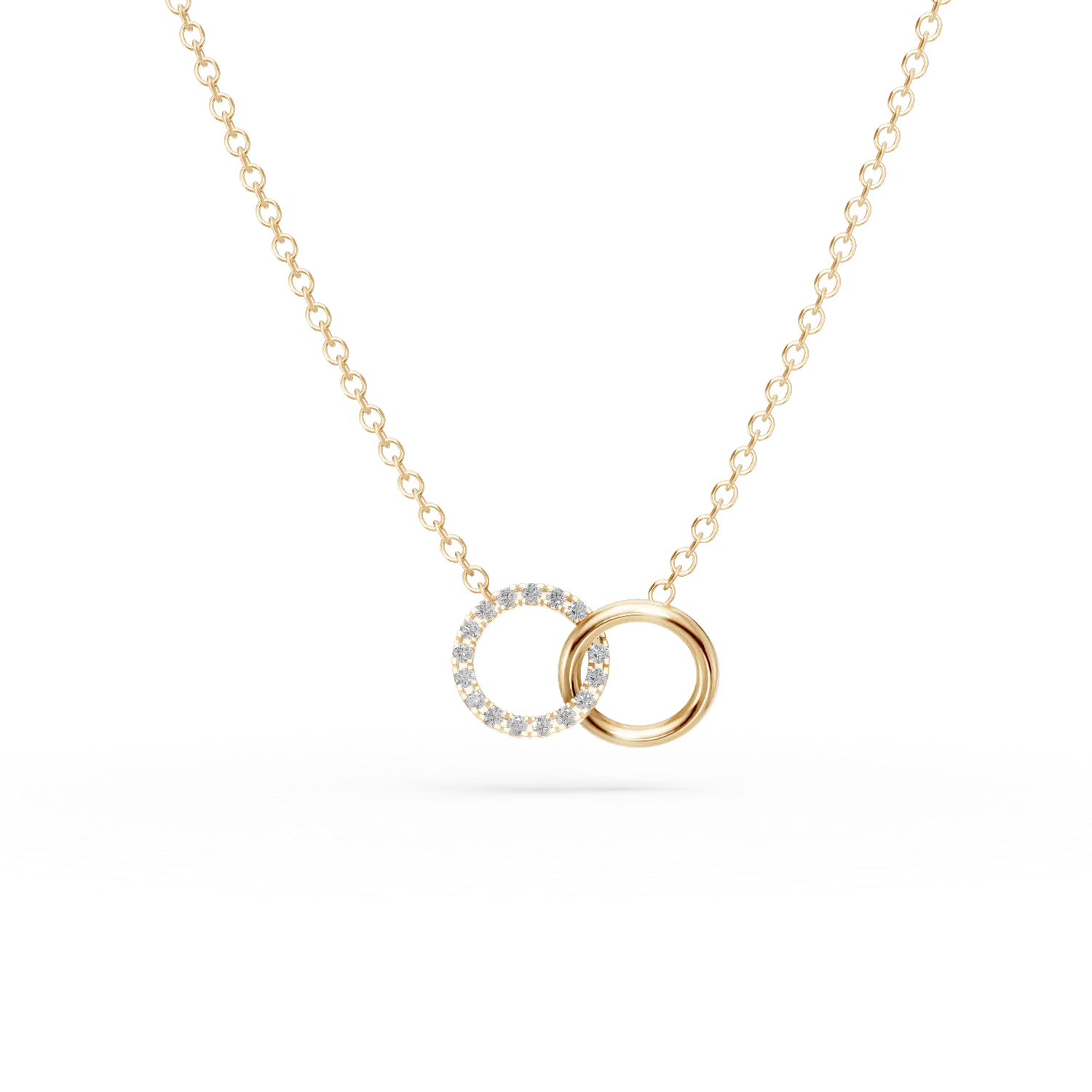 Lant cu pandantive cercuri din aur galben cu zirconii