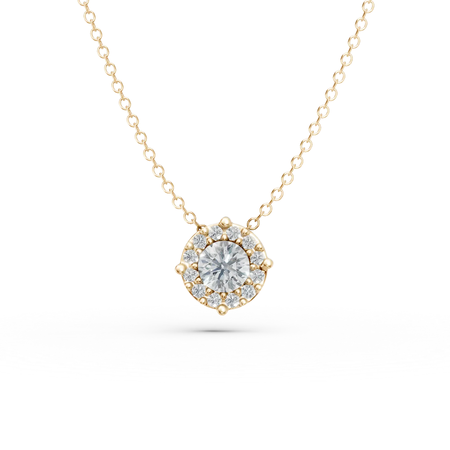 Lant cu pandantiv din aur galben cu zirconii