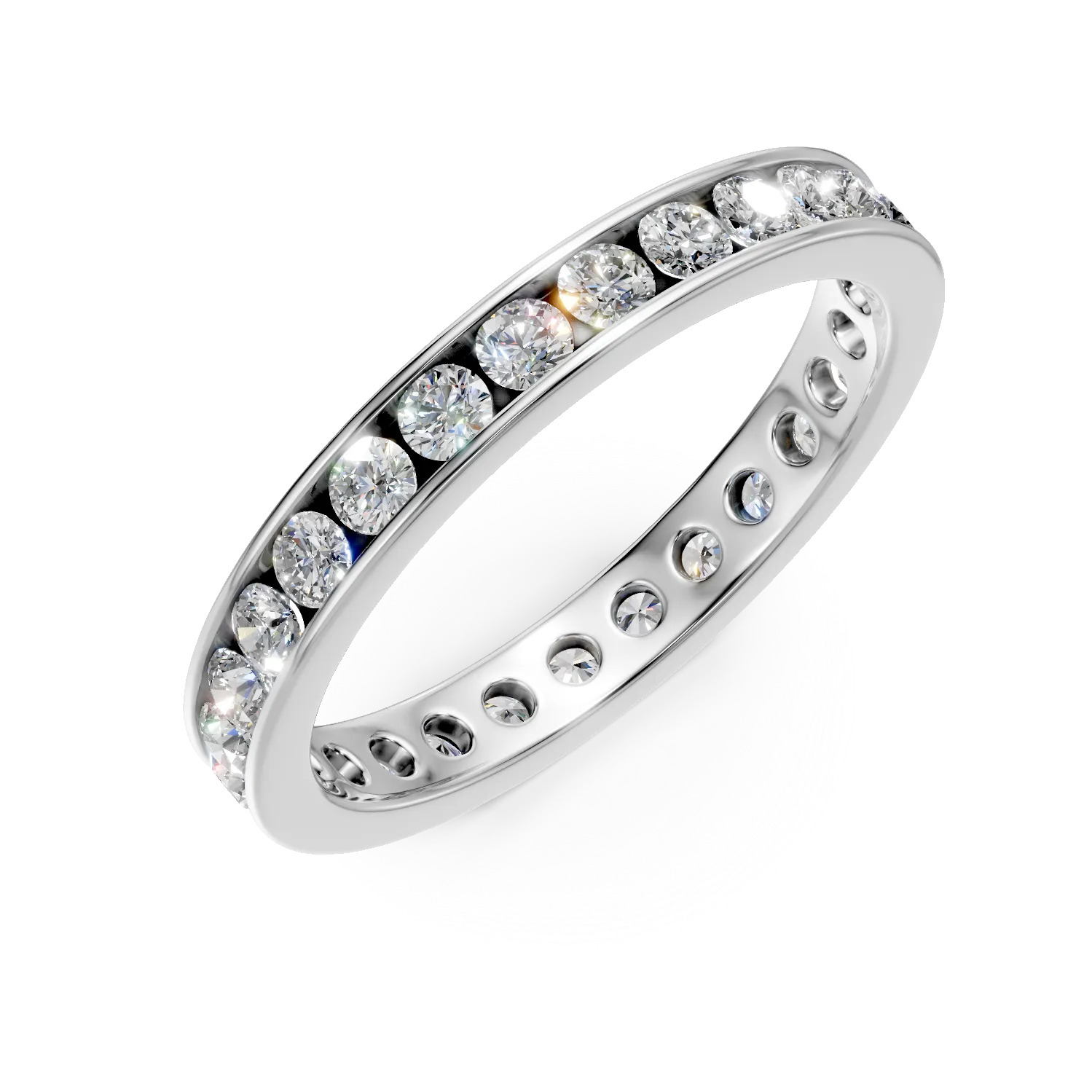 Inel eternity din aur alb cu zirconii