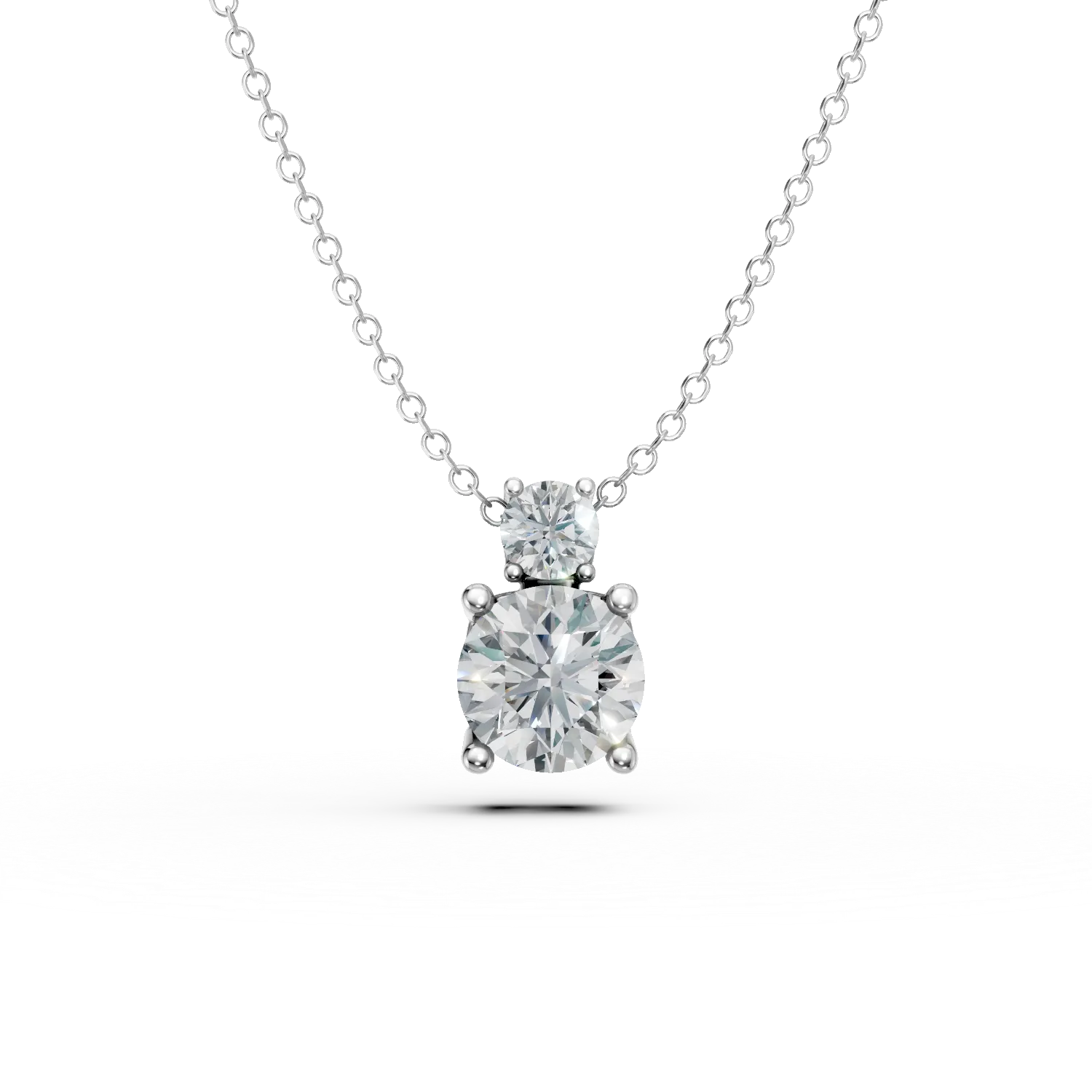 Lant cu pandantiv din aur alb cu zirconii