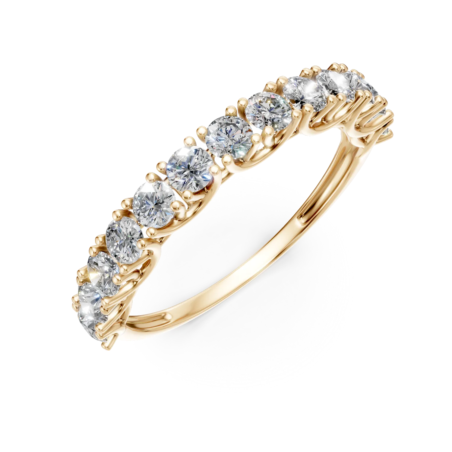 Inel semi eternity din aur galben cu zirconii