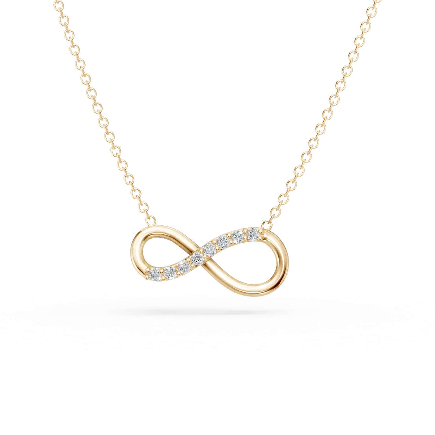 Lant cu pandantiv infinit din aur galben cu zirconii