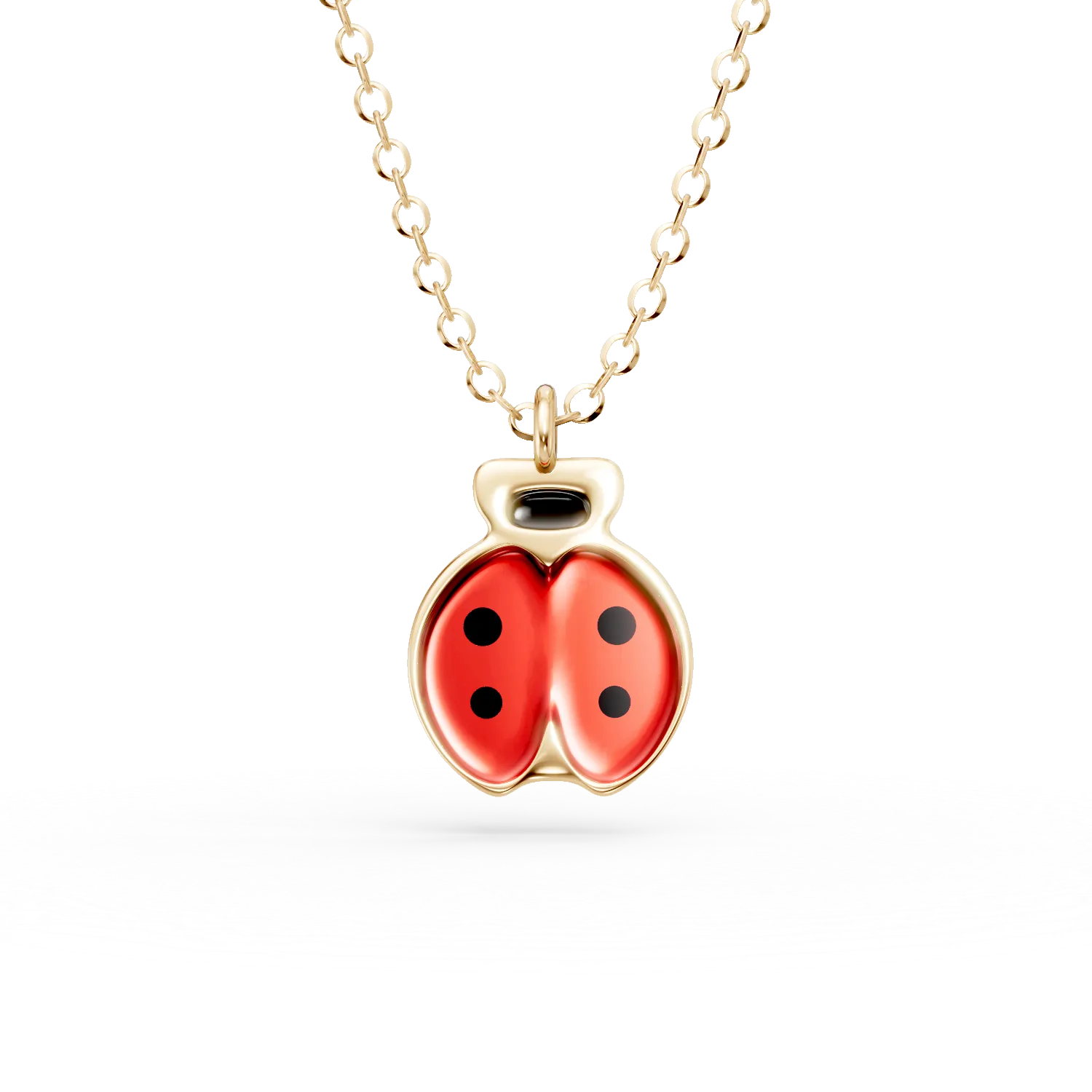 Lant cu pandantiv buburuza din aur galben pentru copii