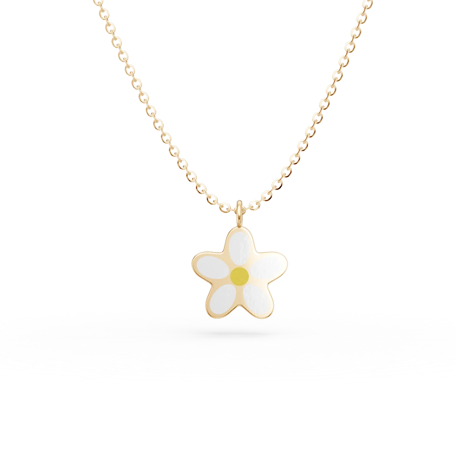 Lant cu pandantiv floare din aur galben pentru copii