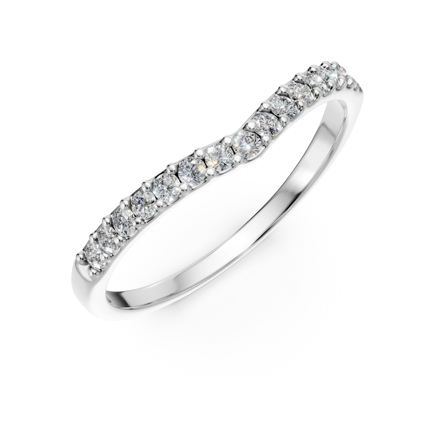 Inel semi eternity din aur alb cu zirconii