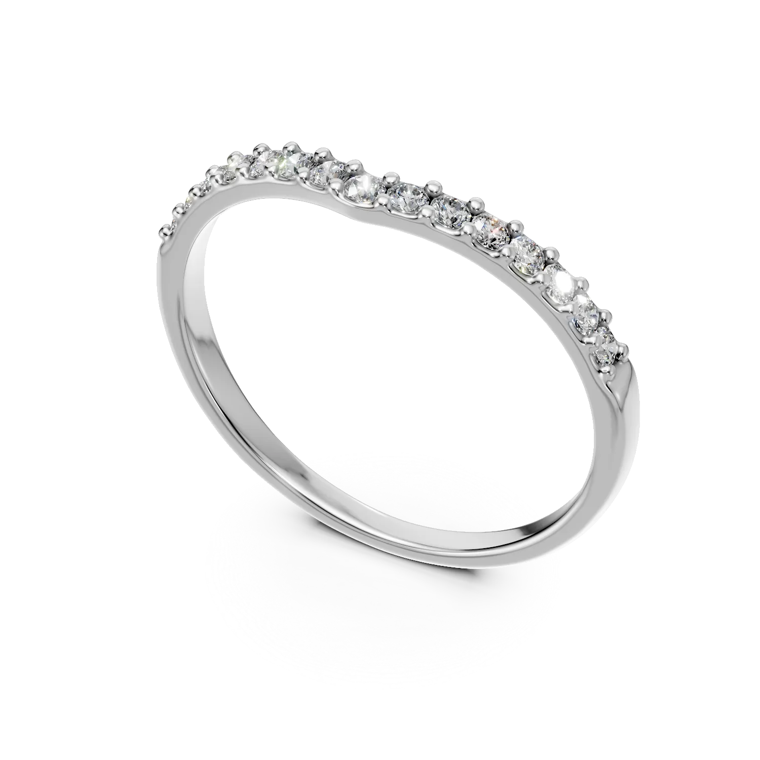 Inel semi eternity din aur alb cu zirconii