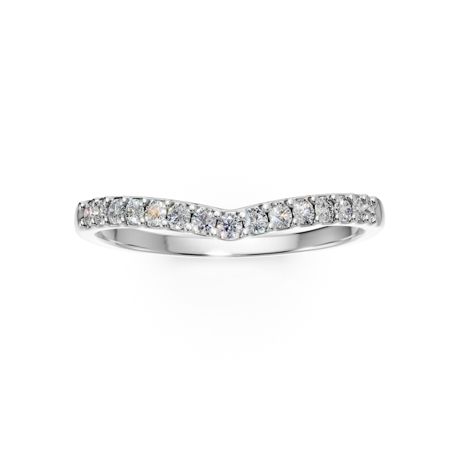 Inel semi eternity din aur alb cu zirconii