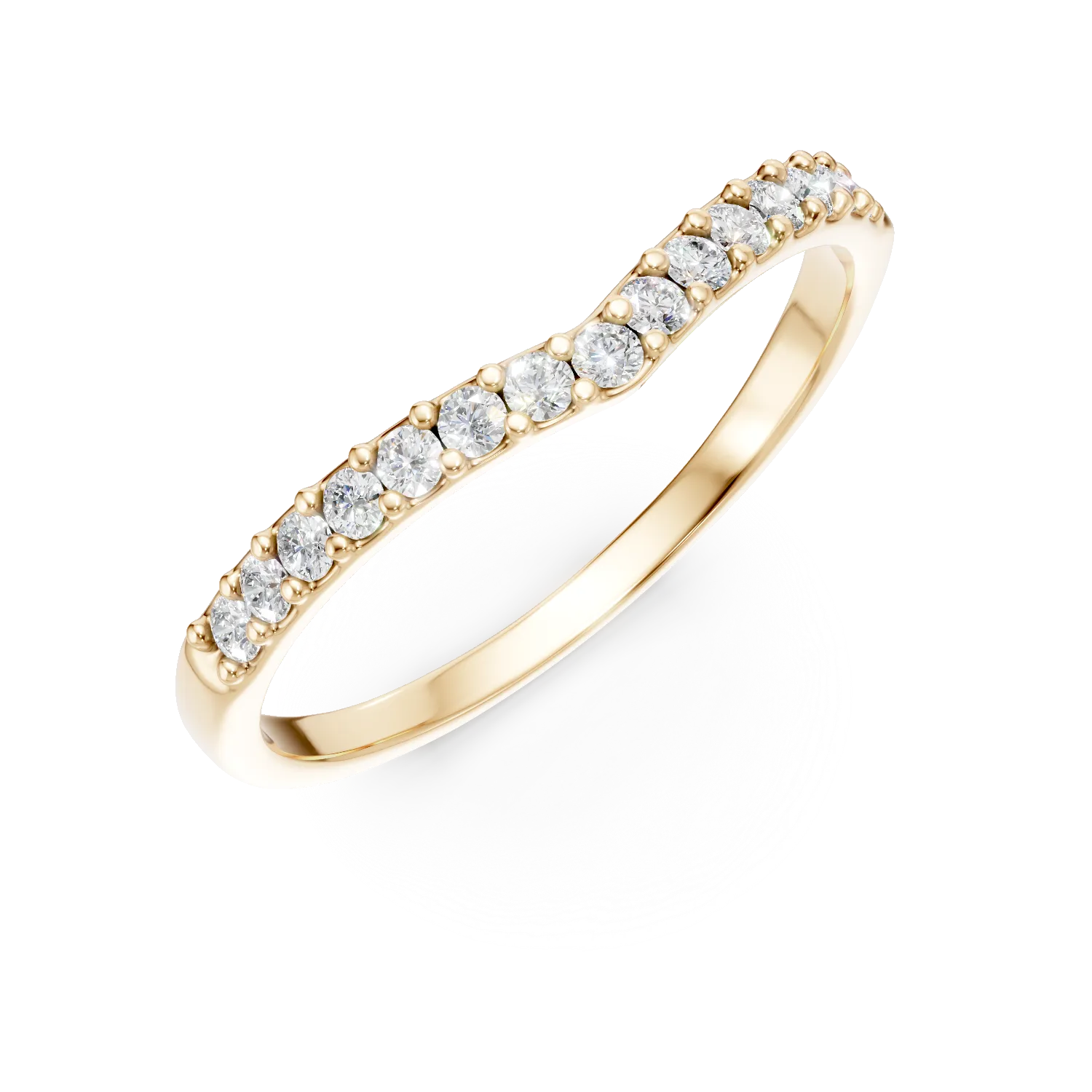 Inel semi eternity din aur galben cu zirconii