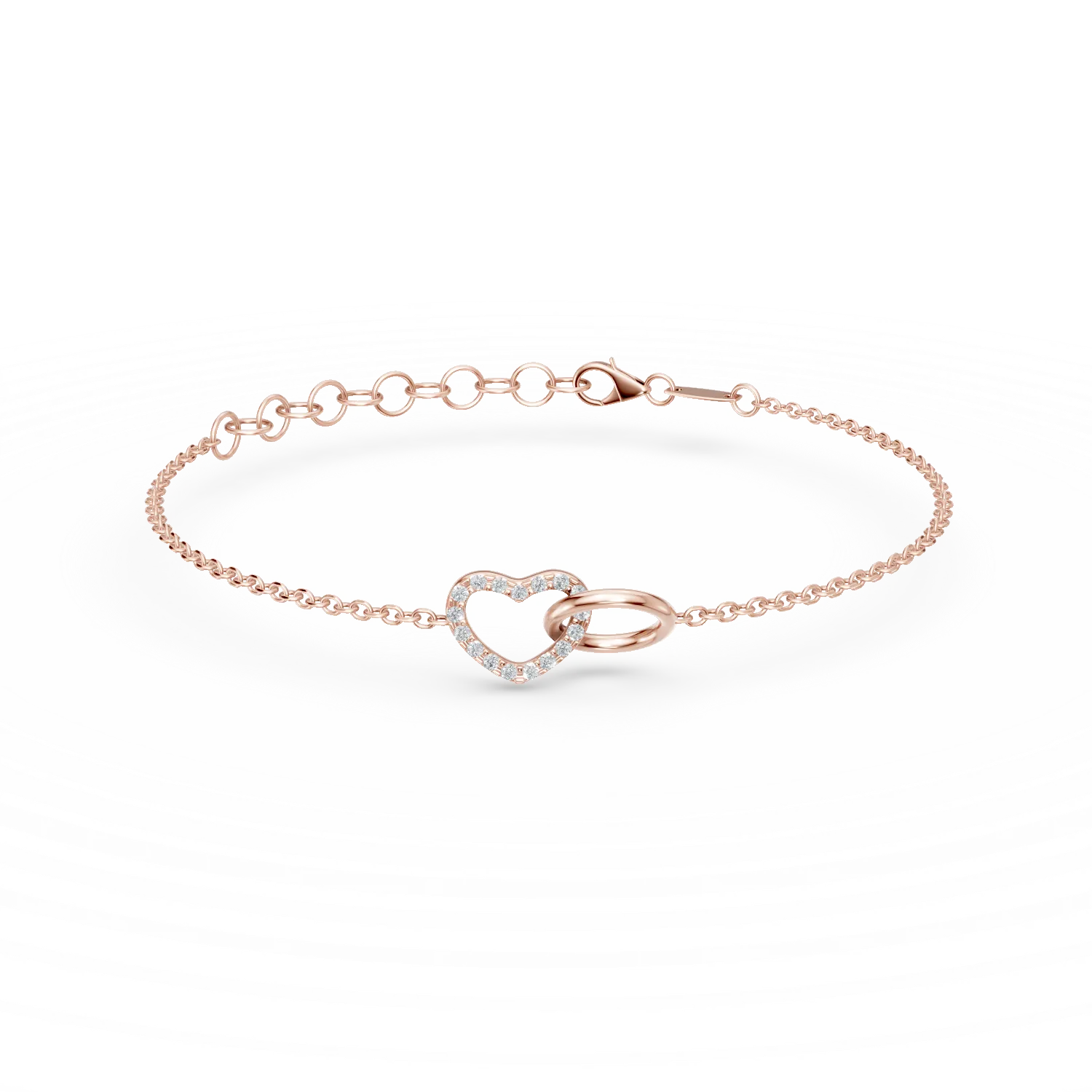 Bratara cu pandantive din aur roz si zirconii