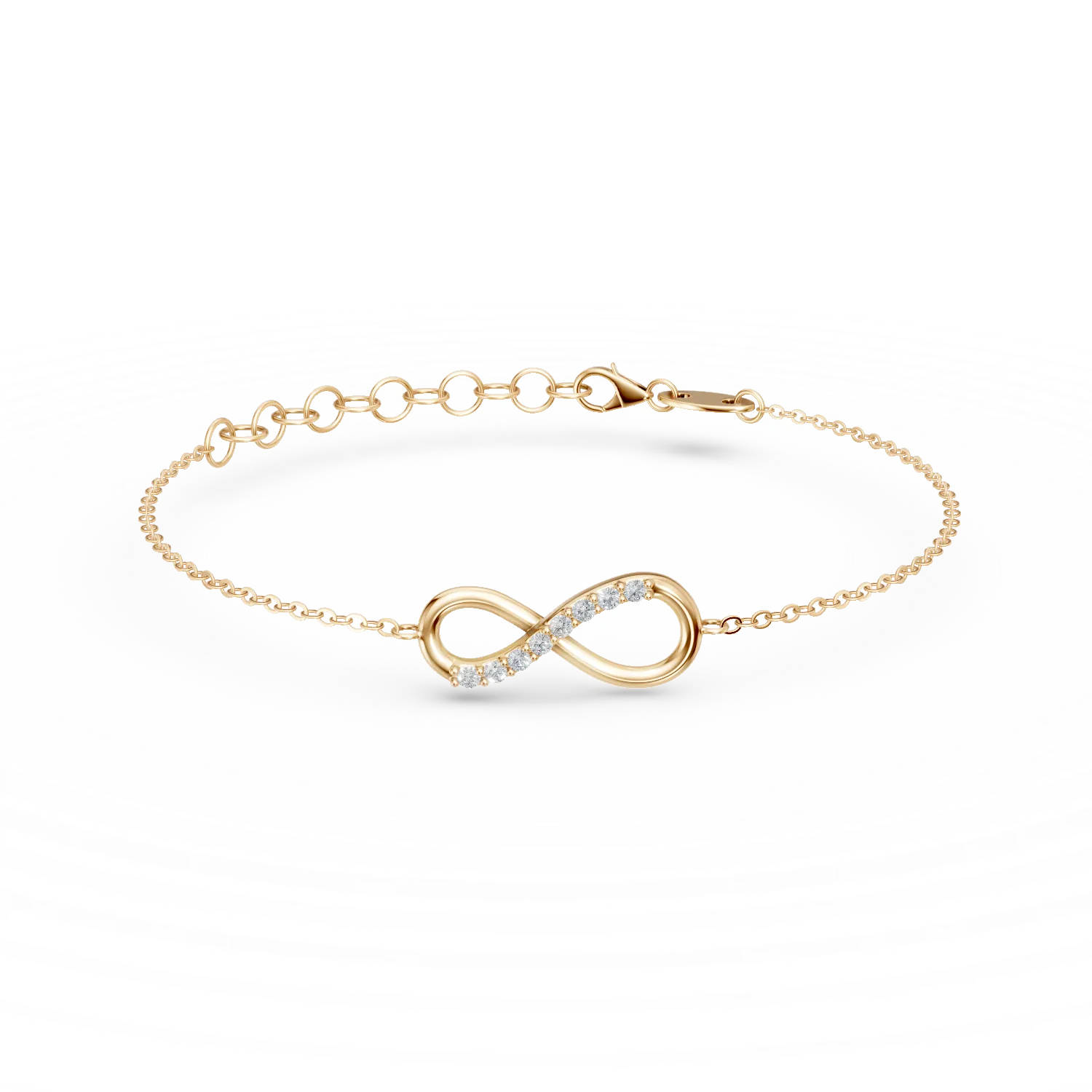 Bratara cu pandantiv infinit din aur galben cu zirconii