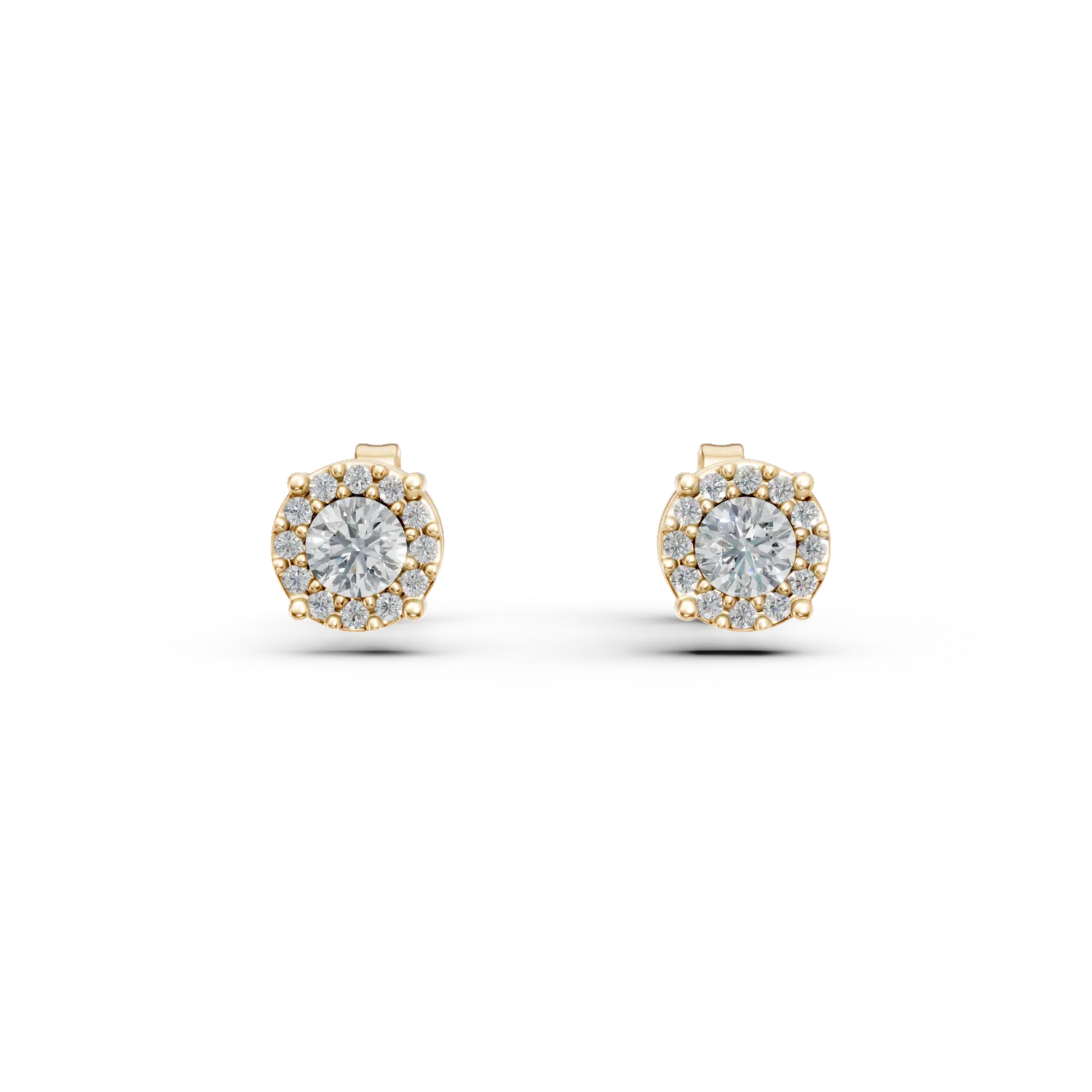 Cercei stud din aur galben cu zirconii