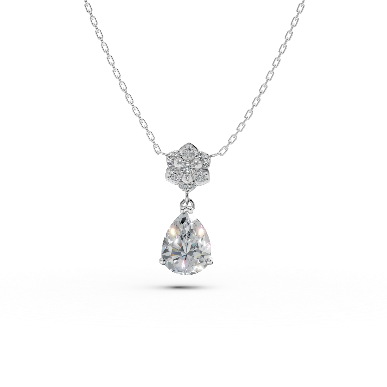 Lant cu pandantiv geometric din argint cu zirconii - imagine 6