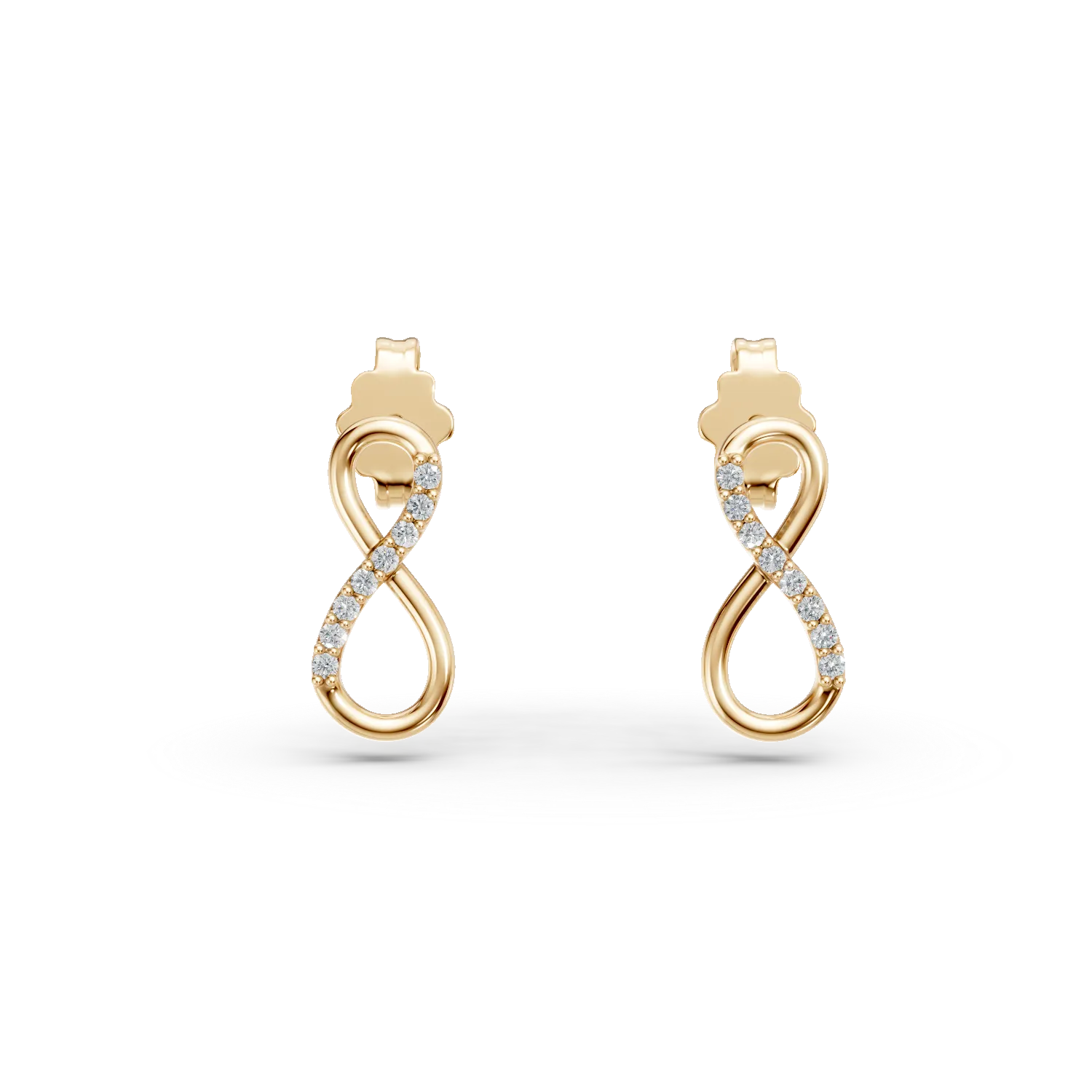 Cercei infinit din aur galben cu zirconii