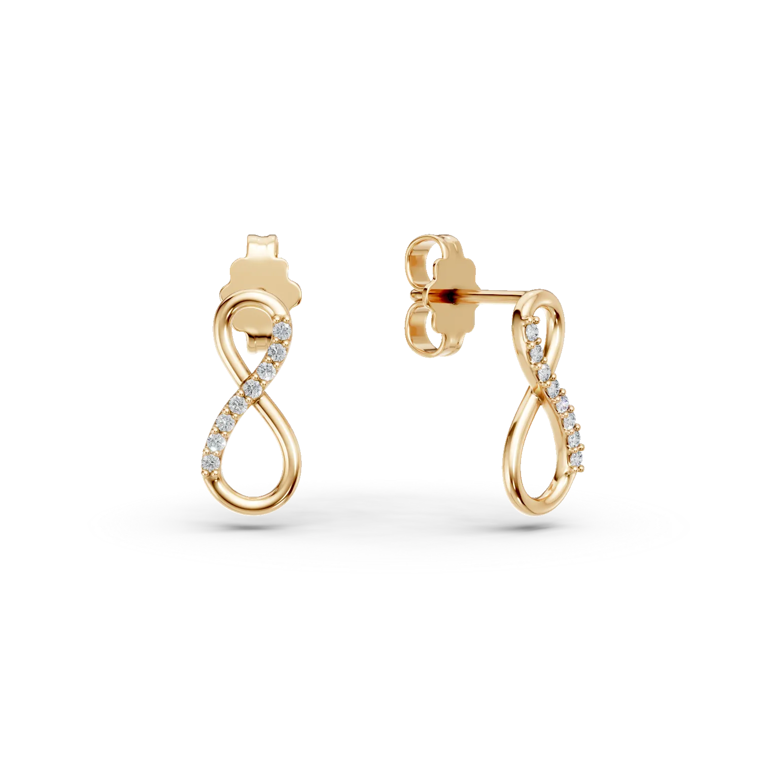 Cercei infinit din aur galben cu zirconii