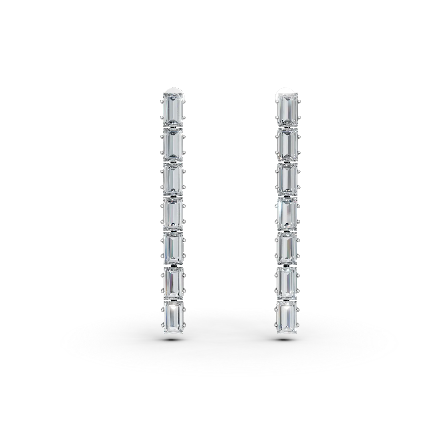 Cercei lungi din aur alb cu diamante de 4.3ct create in laborator