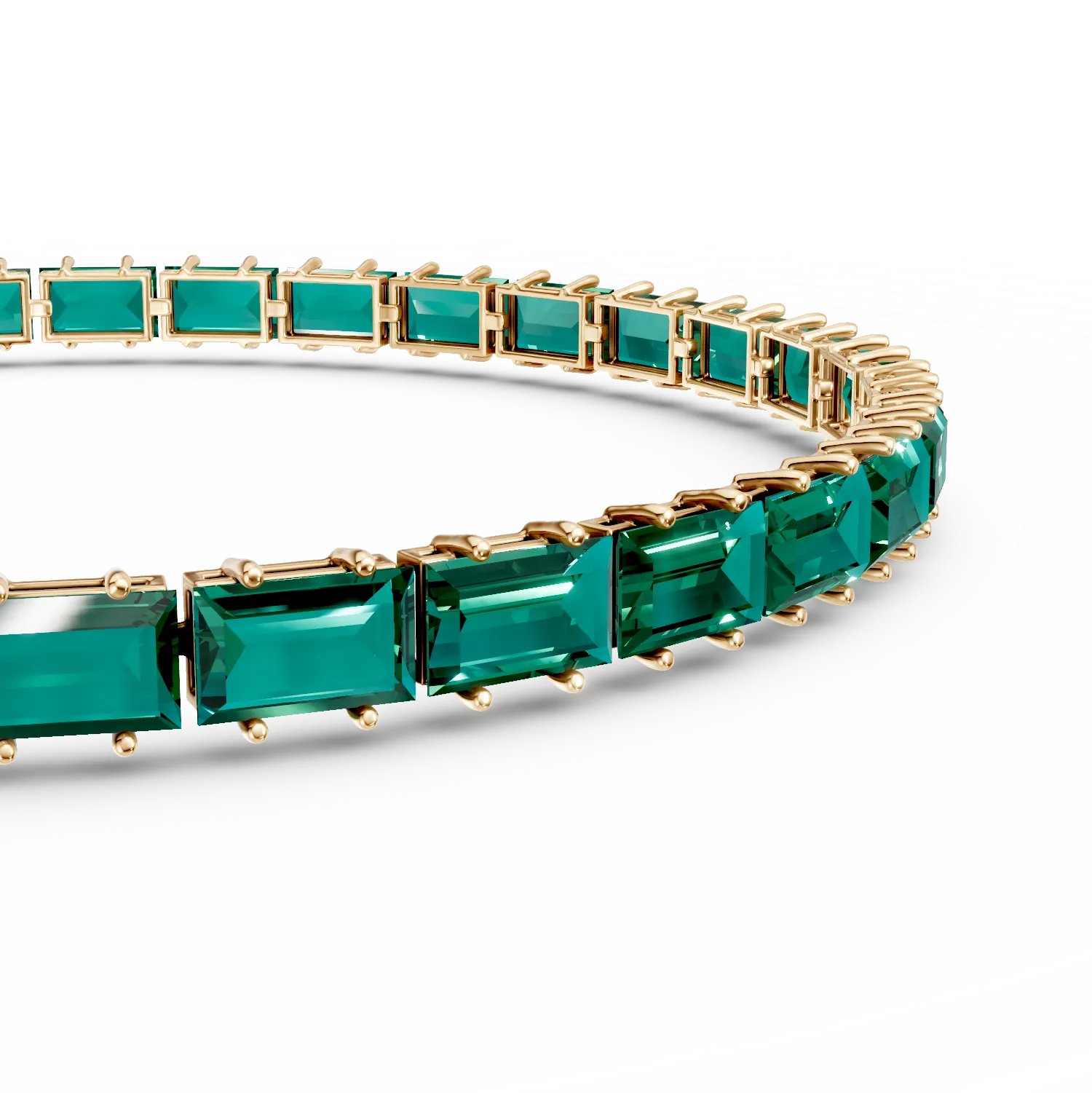 Bratara tennis din aur galben cu smaralde de 8.2ct create in laborator - imagine 2