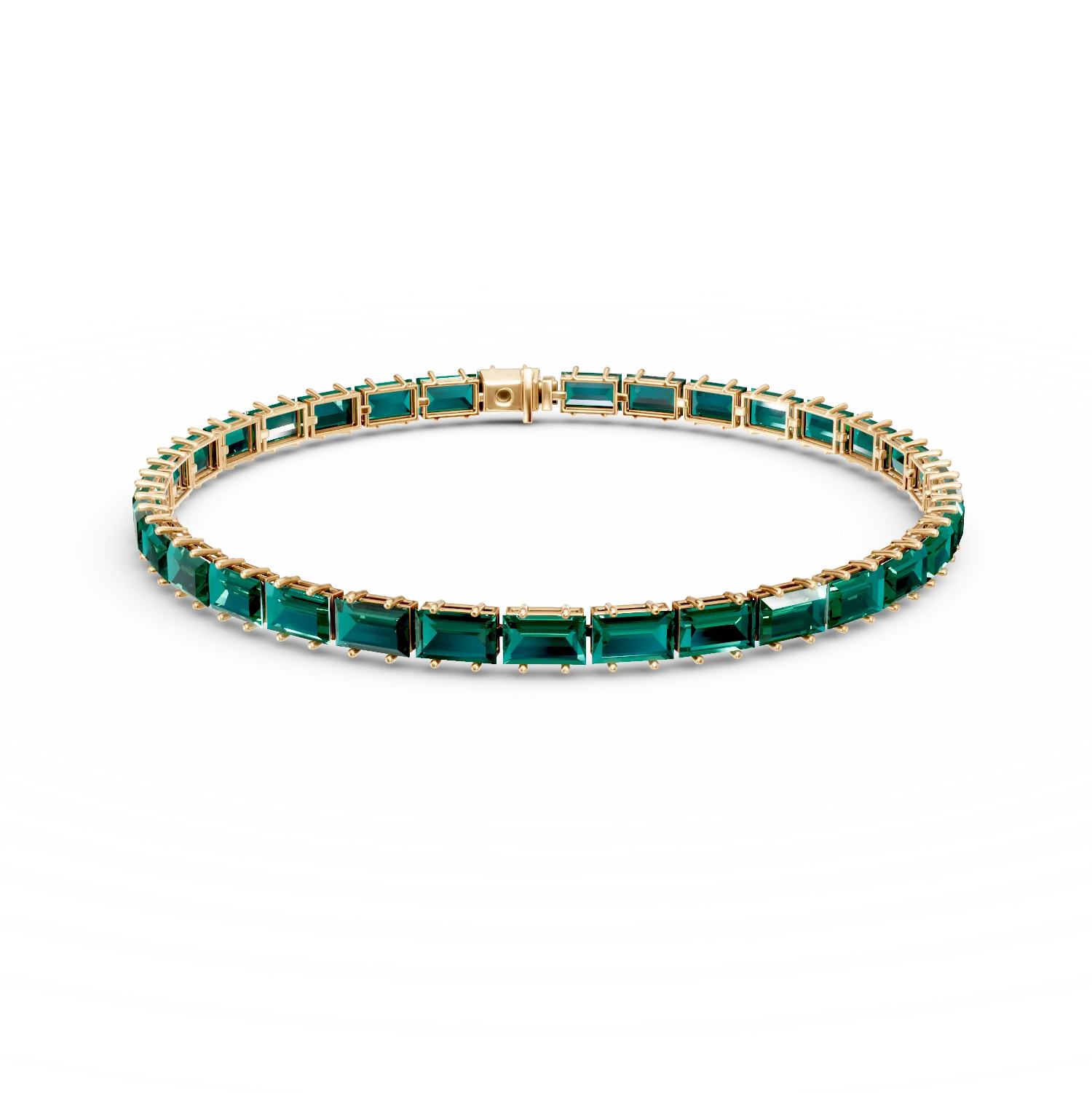 Bratara tennis din aur galben cu smaralde de 9.7ct create in laborator