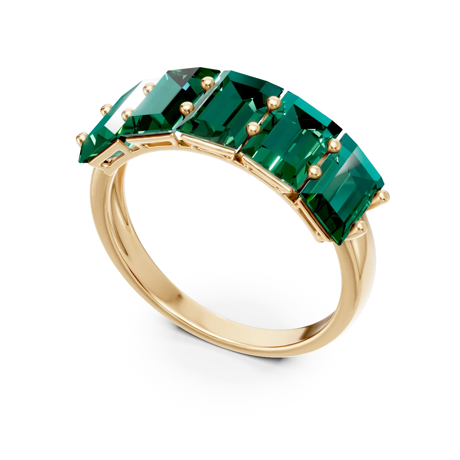Inel din aur galben cu smaralde de 1.4ct create in laborator - imagine 2