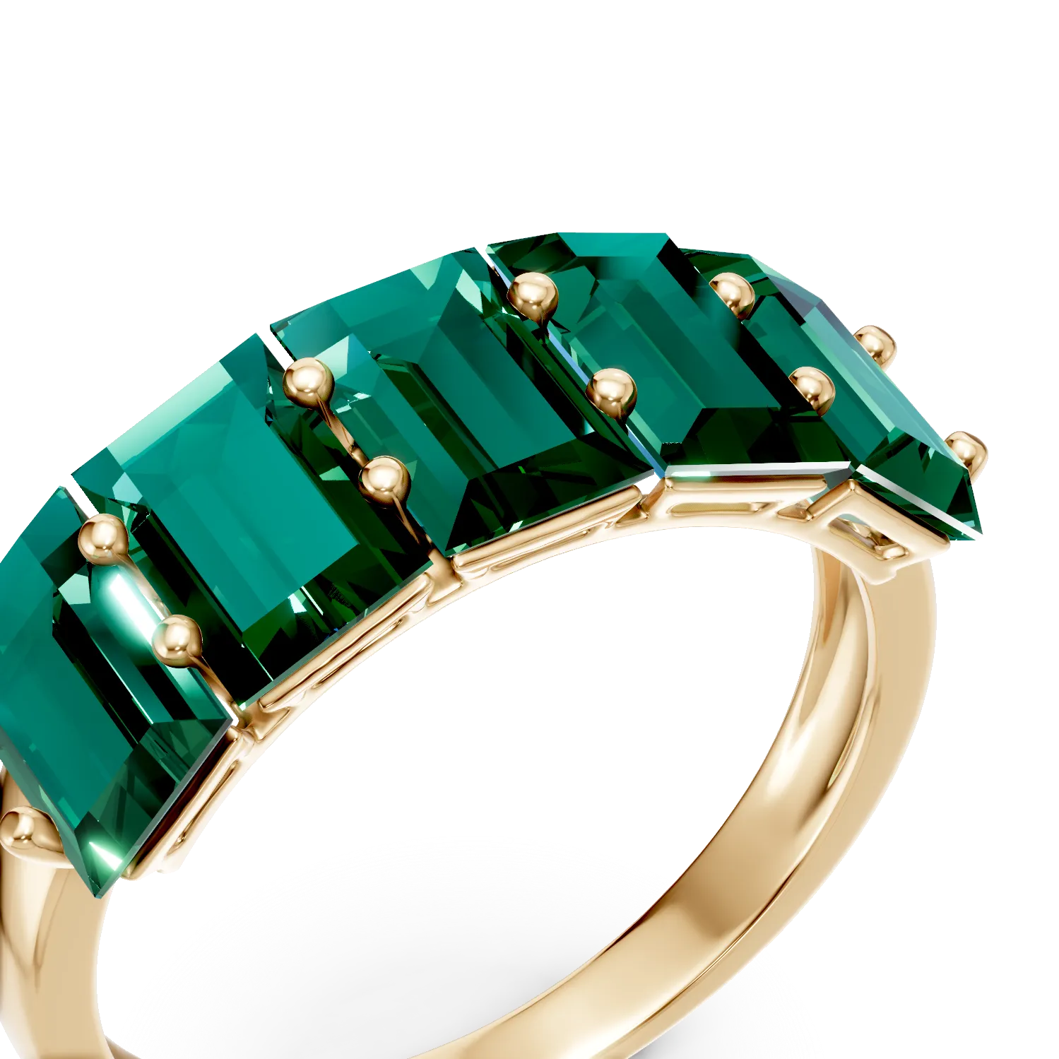 Inel din aur galben cu smaralde de 1.4ct create in laborator - imagine 4