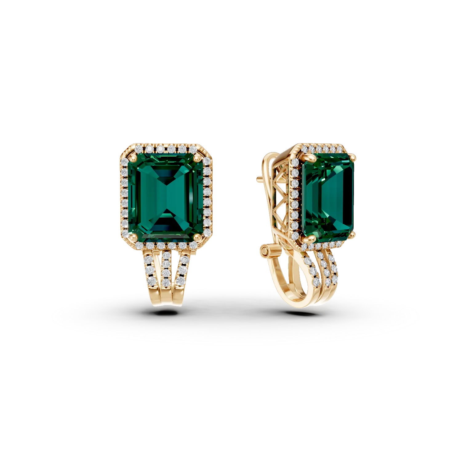 Cercei geometrici din aur galben cu diamante si smaralde de 2.8ct create in laborator Apparel & Accessories > Jewelry > Earrings DAAR 2 Cercei geometrici din aur galben cu diamante si smaralde de 2.8ct create in laborator Apparel & Accessories > Jewelry > Earrings DAAR 2