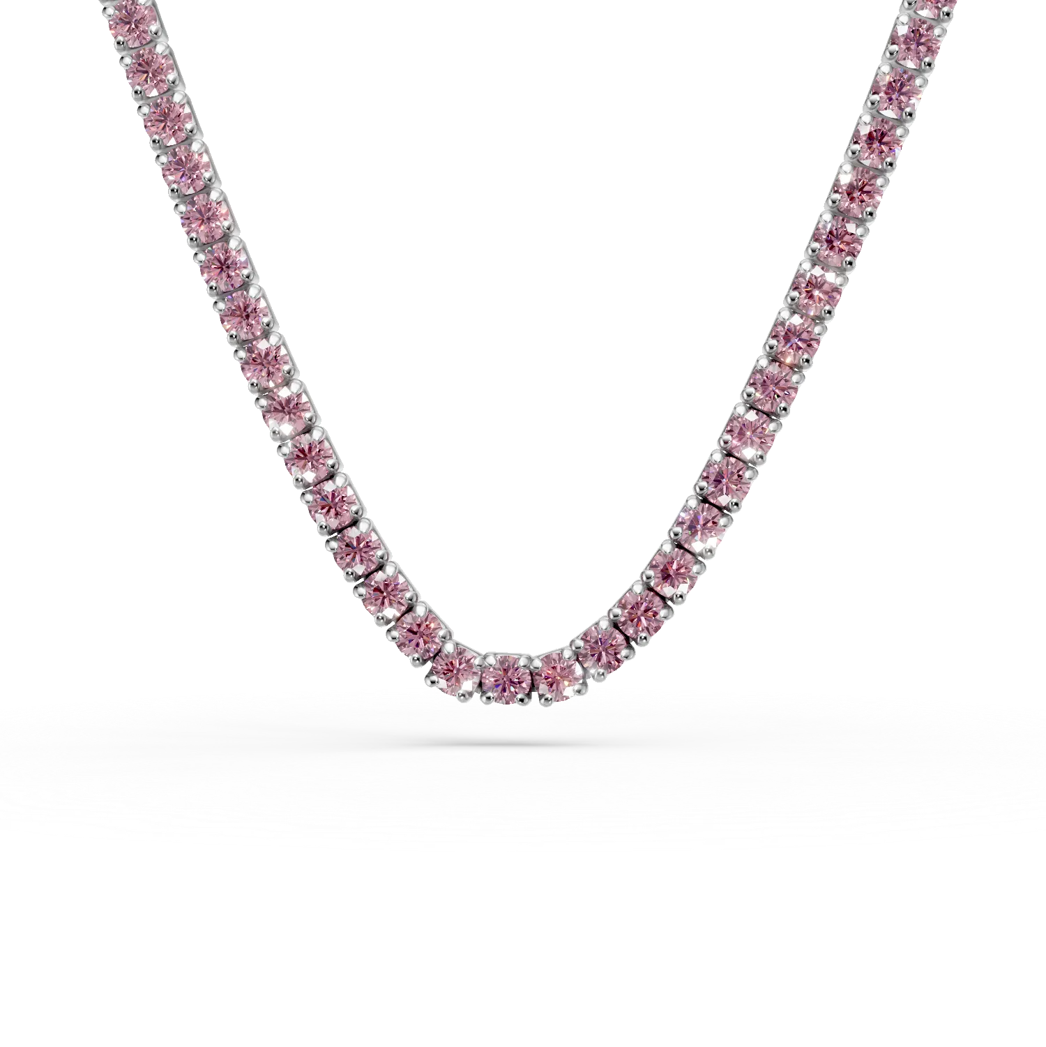 Colier tennis din argint cu zirconii roz