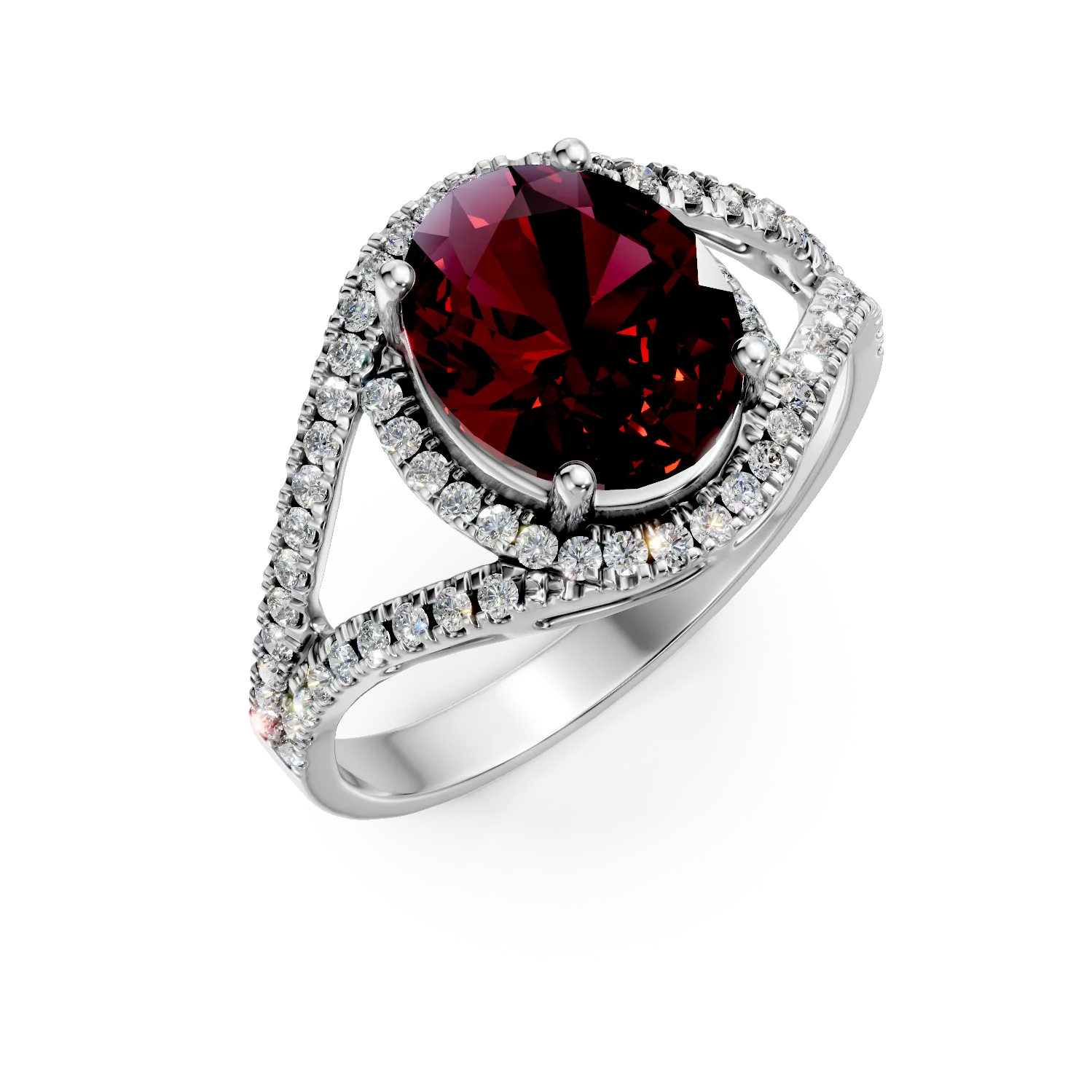 Inel din aur alb cu rubin de 3.6ct creat in laborator si diamante de 0.3ct create in laborator Apparel & Accessories > Jewelry > Rings DAAR 2 Inel din aur alb cu rubin de 3.6ct creat in laborator si diamante de 0.3ct create in laborator Apparel & Accessories > Jewelry > Rings DAAR 2