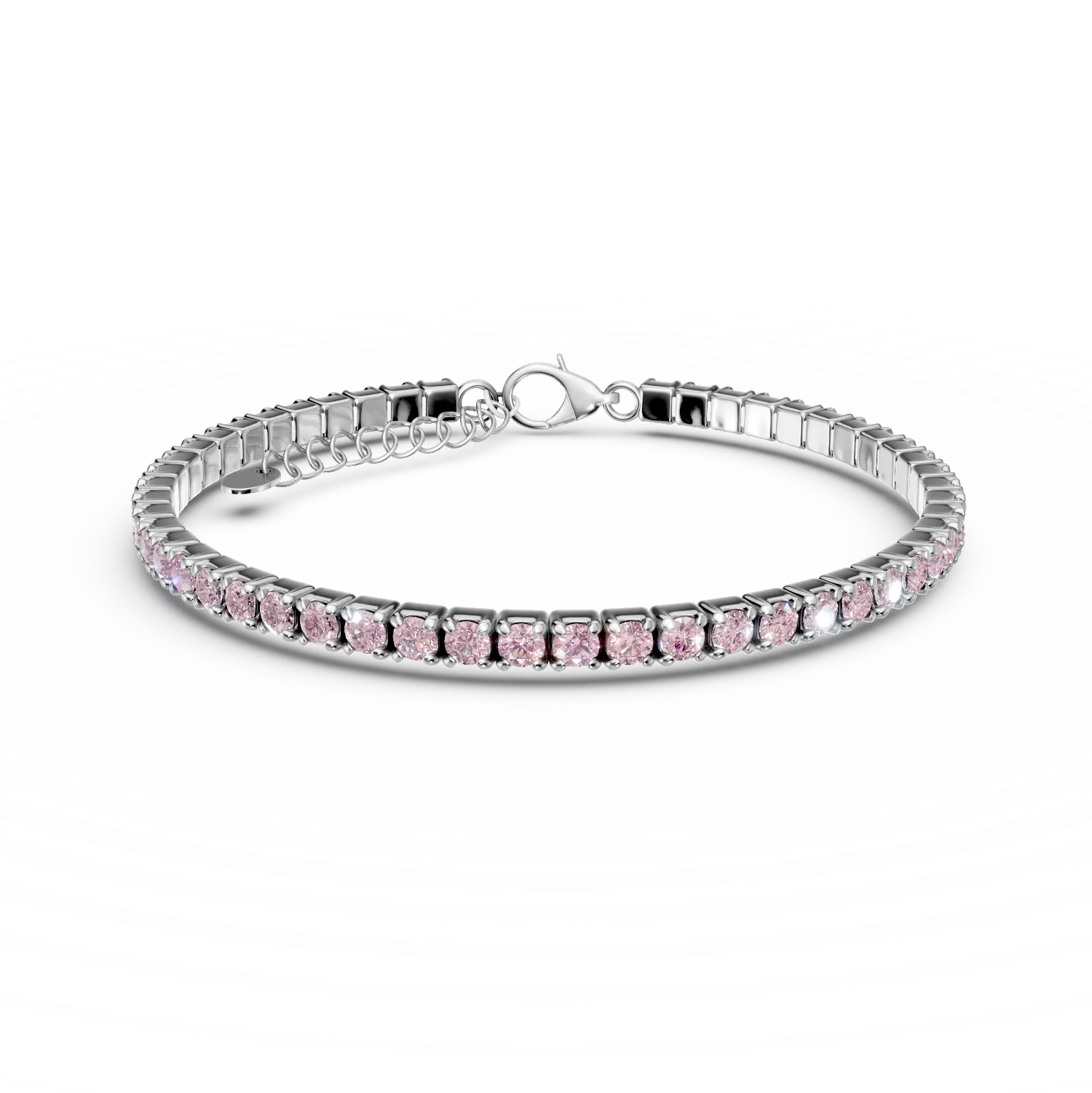 Bratara tennis din argint cu zirconii roz