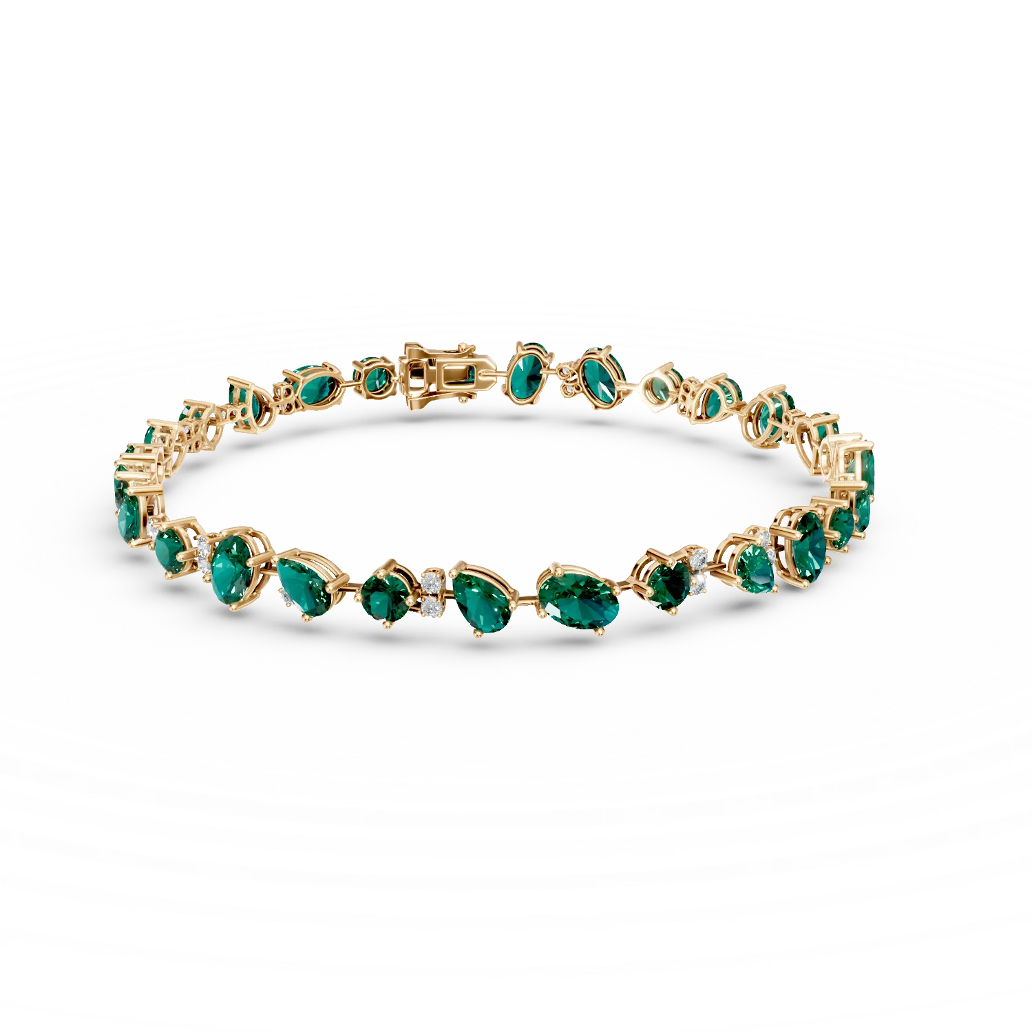 Bratara tennis din aur galben cu smaralde si diamante de 11.1ct create in laborator