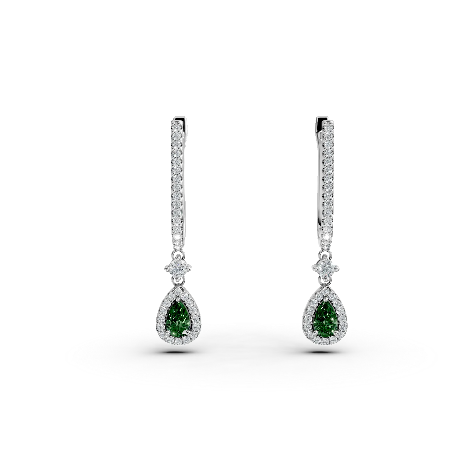 Cercei lacrima din argint cu zirconii verzi si transparente
