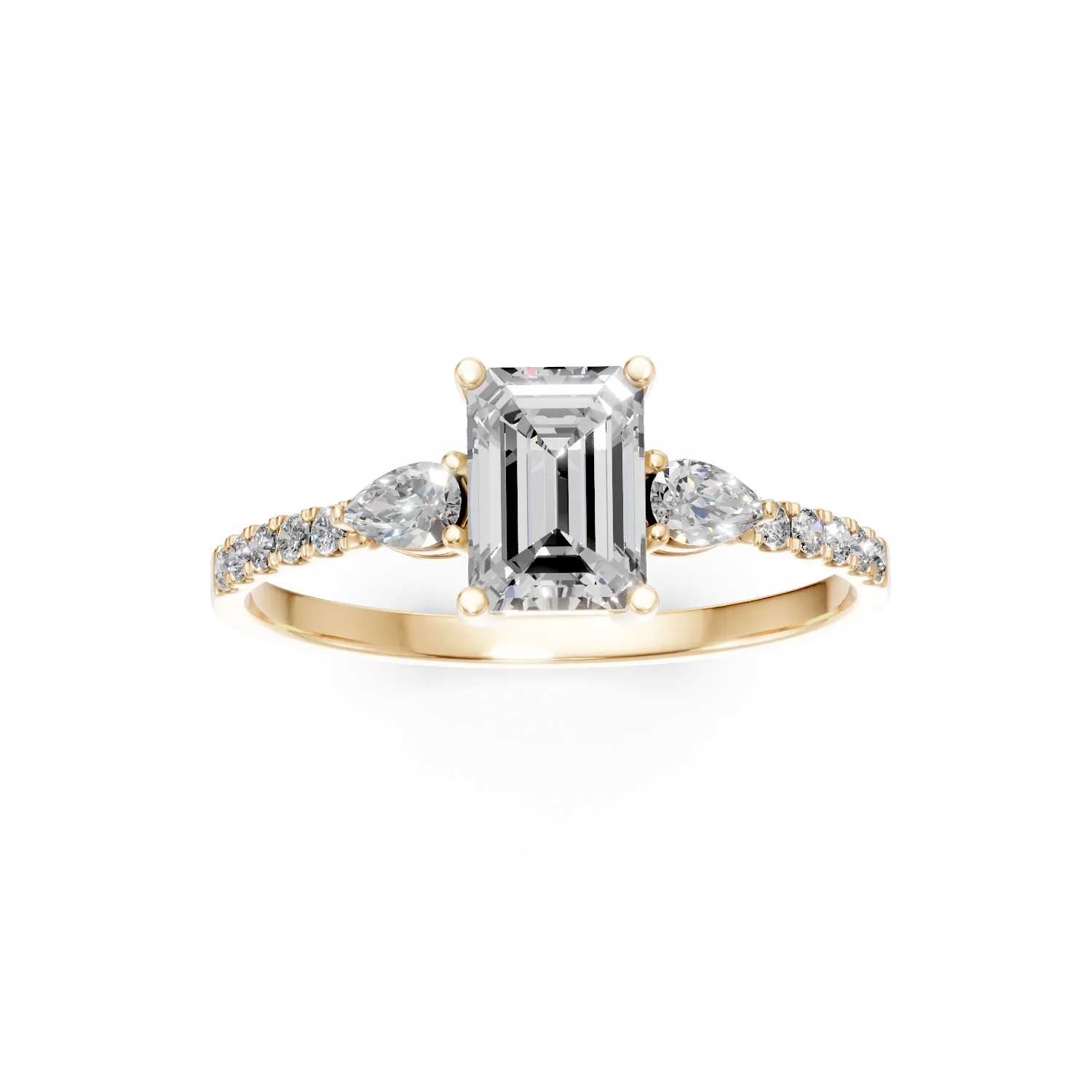Inel geometric din aur galben cu diamante de 1.4ct create in laborator