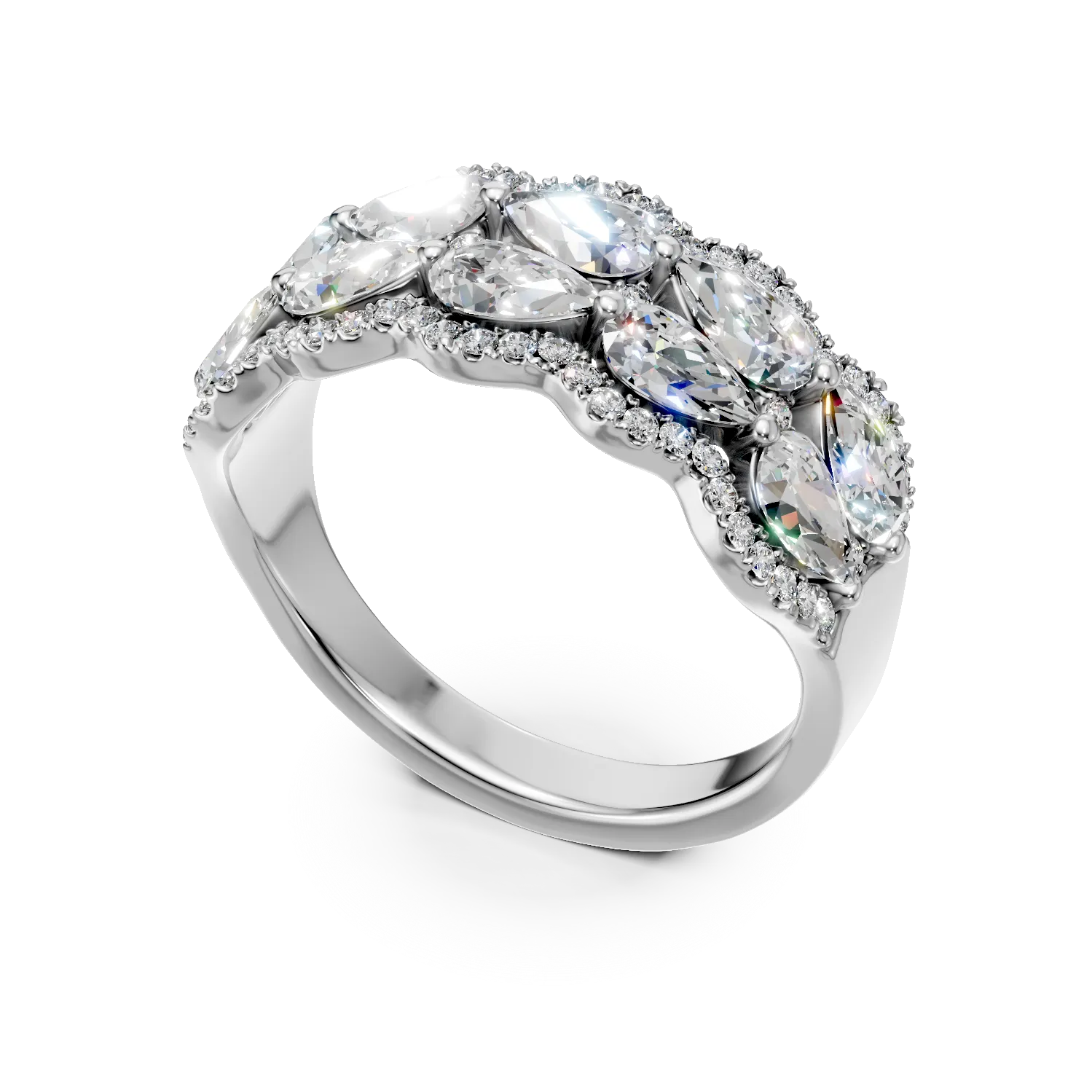 Inel din aur alb cu diamante microsetting de 1.9ct create in laborator