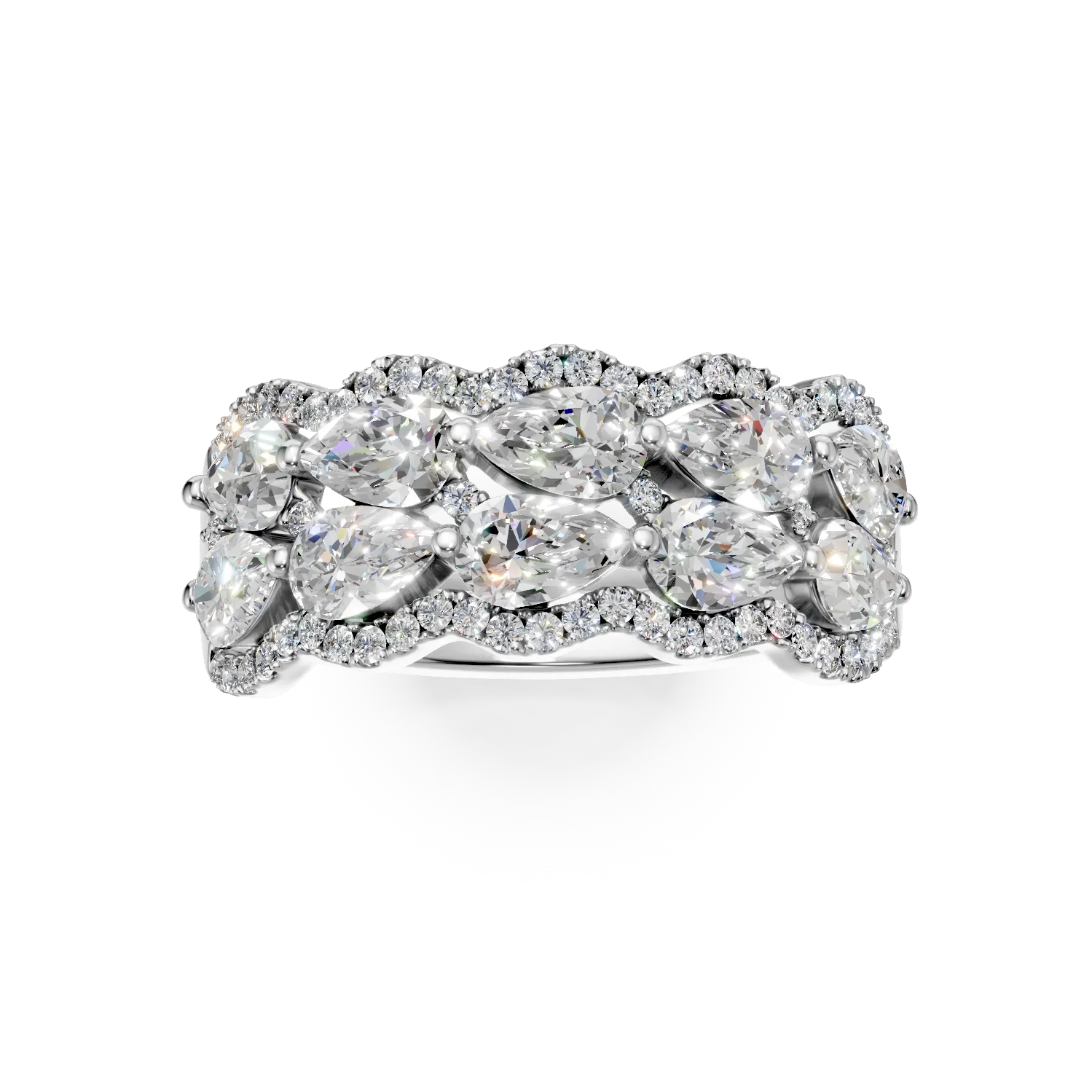 Inel din aur alb cu diamante microsetting de 1.9ct create in laborator