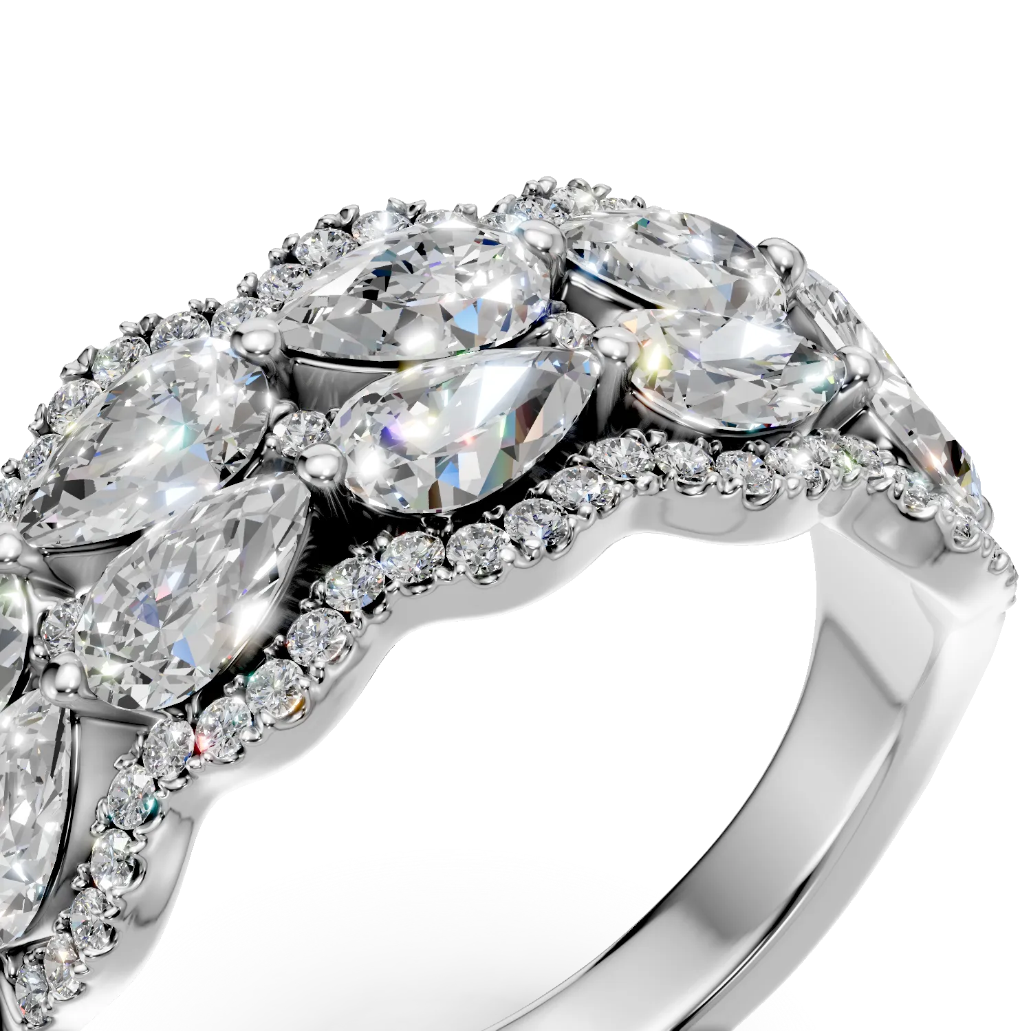 Inel din aur alb cu diamante microsetting de 1.9ct create in laborator