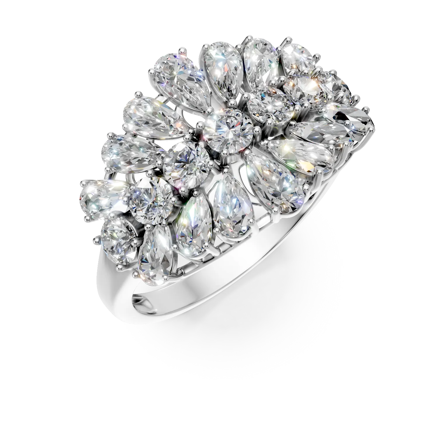 Inel din aur alb cu diamante microsetting de 3.9ct create in laborator