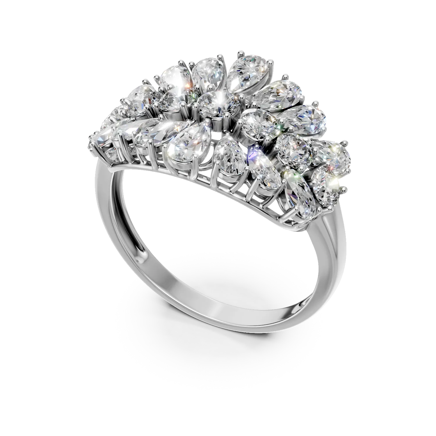 Inel din aur alb cu diamante microsetting de 3.9ct create in laborator