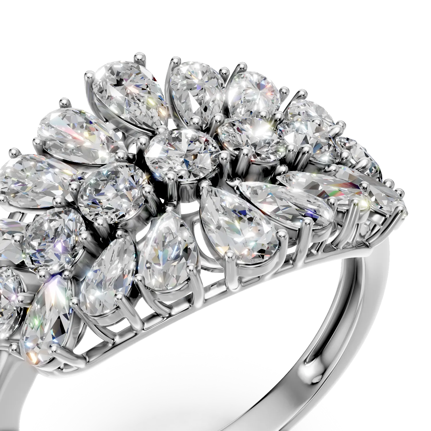 Inel din aur alb cu diamante microsetting de 3.9ct create in laborator
