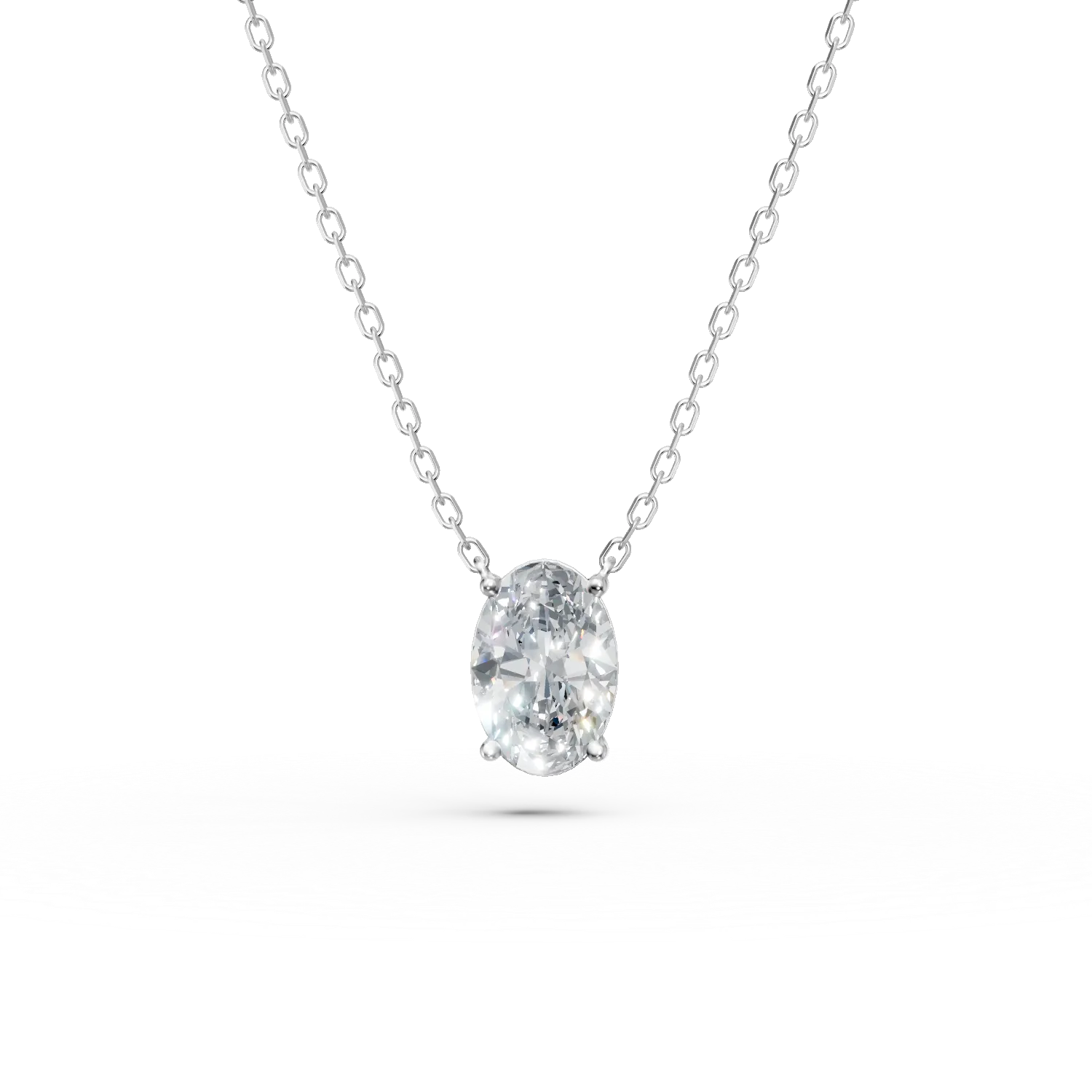 Lant cu pandantiv din aur alb cu diamant solitaire de 2ct creat in laborator