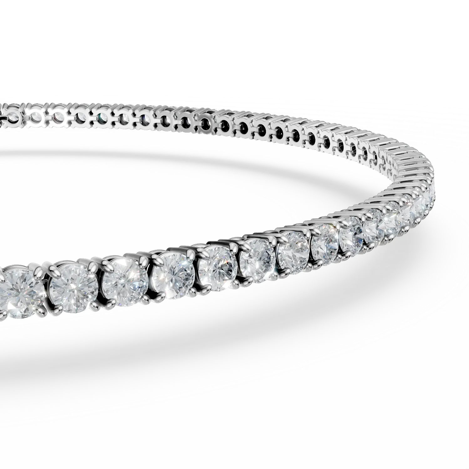Bratara tennis din aur alb cu diamante de 1.7ct create in laborator