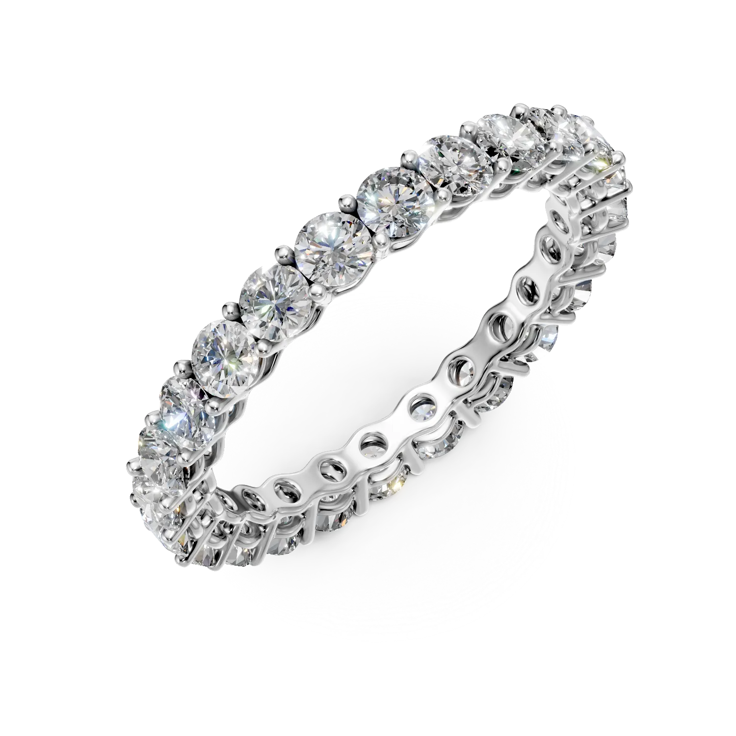 Inel eternity din aur alb cu diamante de 1.5ct create in laborator