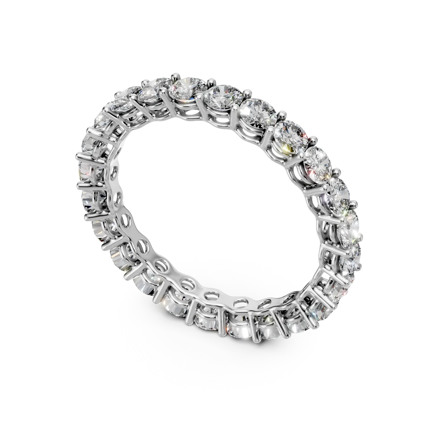 Inel eternity din aur alb cu diamante de 1.5ct create in laborator