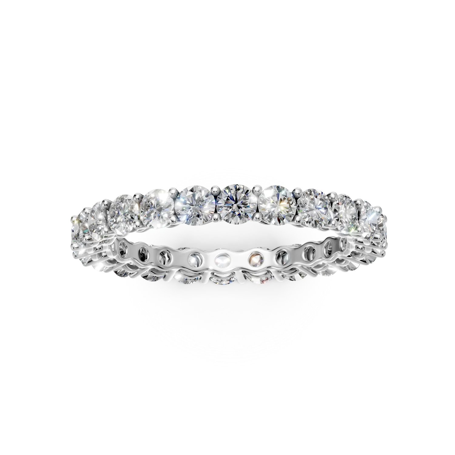Inel eternity din aur alb cu diamante de 1.5ct create in laborator