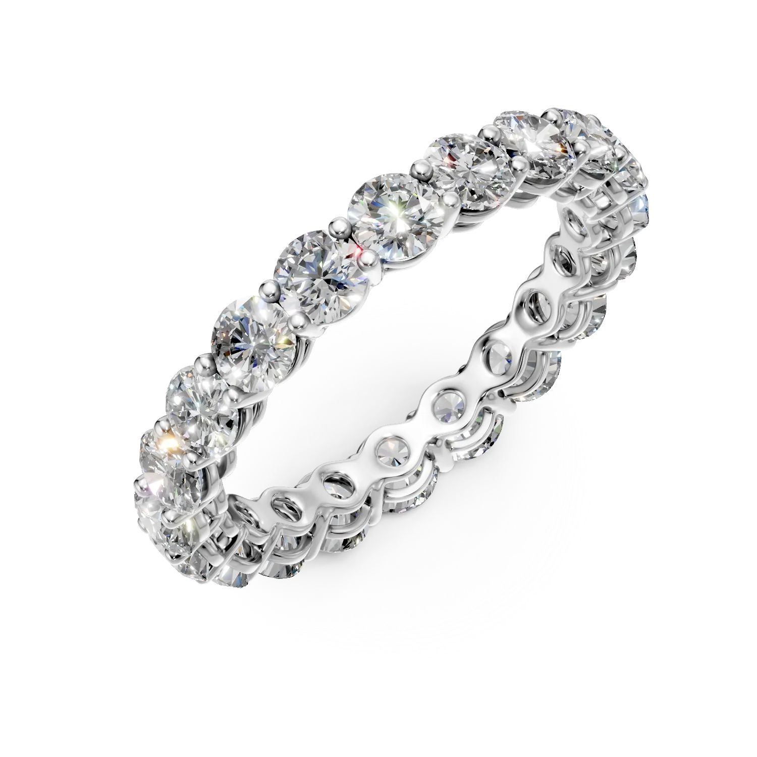 Inel eternity din aur alb cu diamante de 2.2ct create in laborator