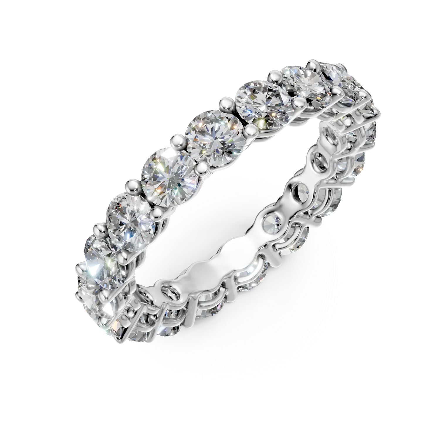 Inel eternity din aur alb cu diamante de 3ct create in laborator