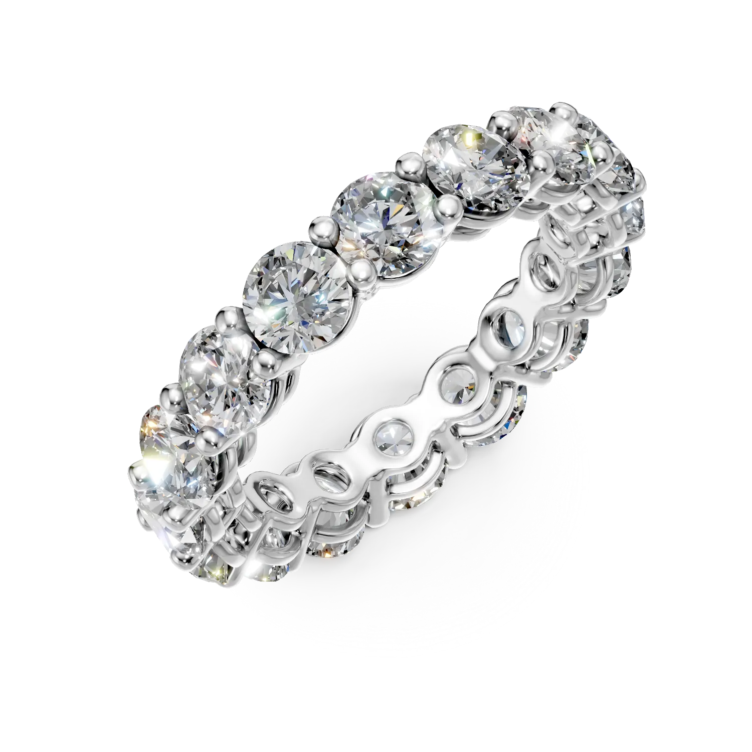 Inel eternity din aur alb cu diamante de 4.1ct create in laborator