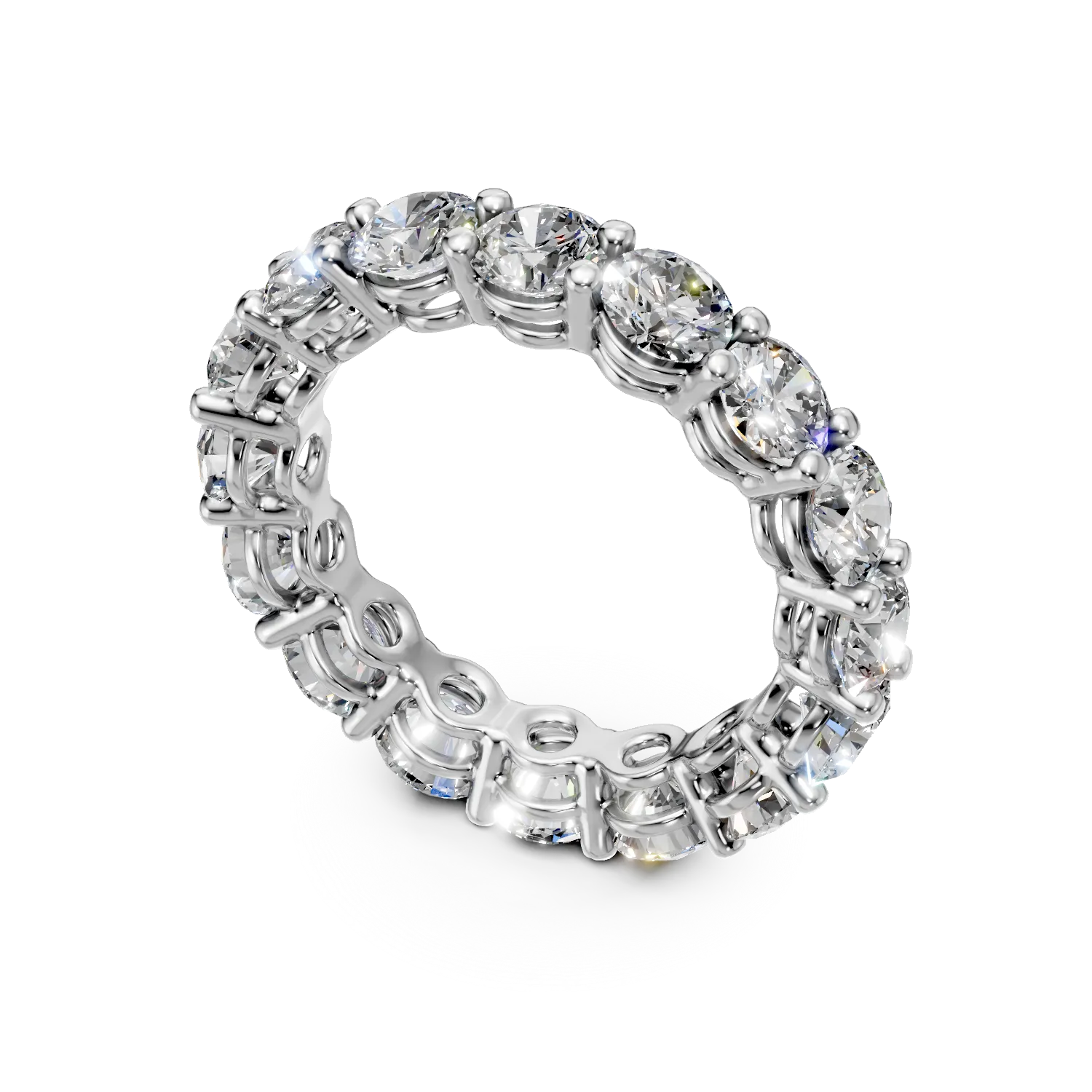 Inel eternity din aur alb cu diamante de 4.1ct create in laborator