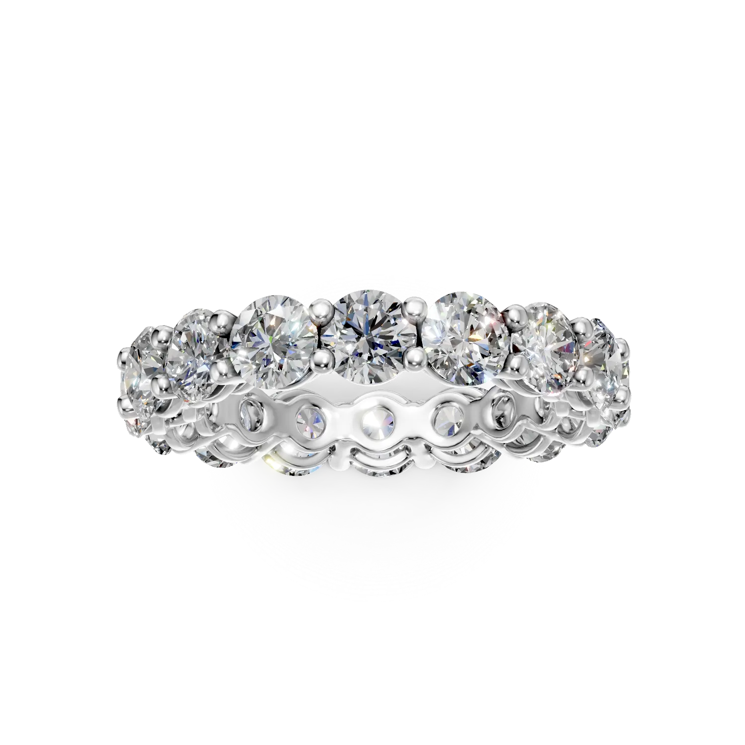 Inel eternity din aur alb cu diamante de 4.1ct create in laborator
