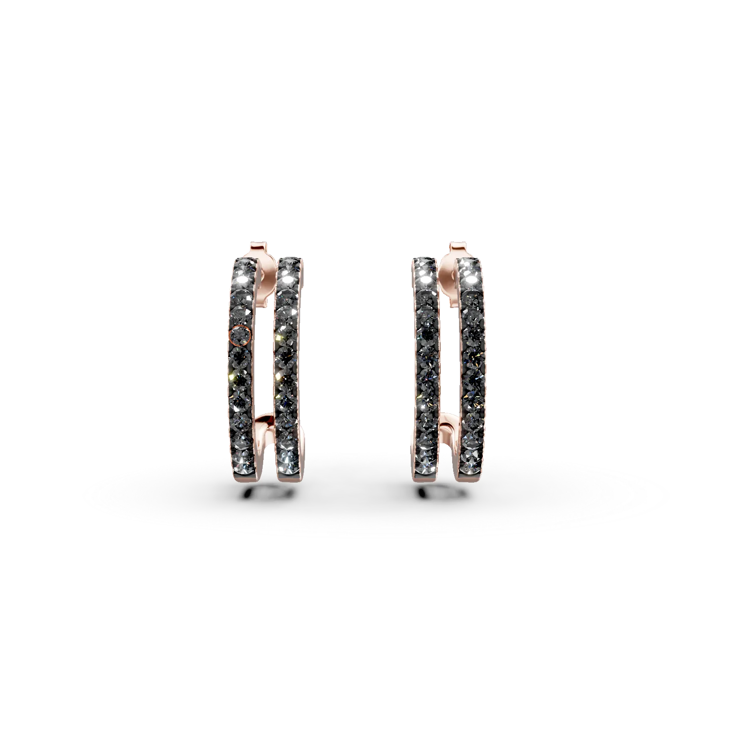 Cercei stud din argint roz cu zirconii negre