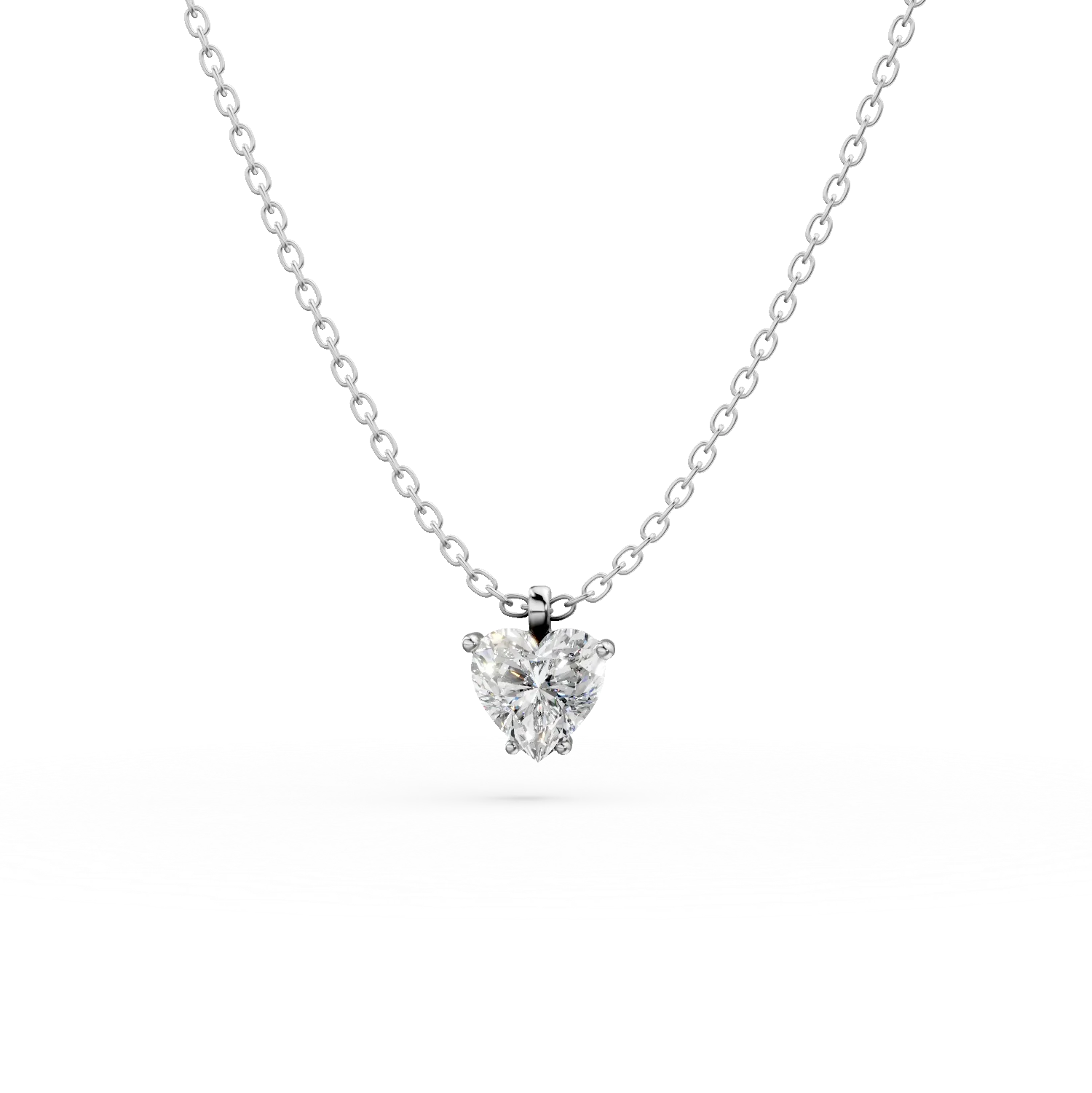 Lant cu pandantiv inima din argint cu zirconia solitaire