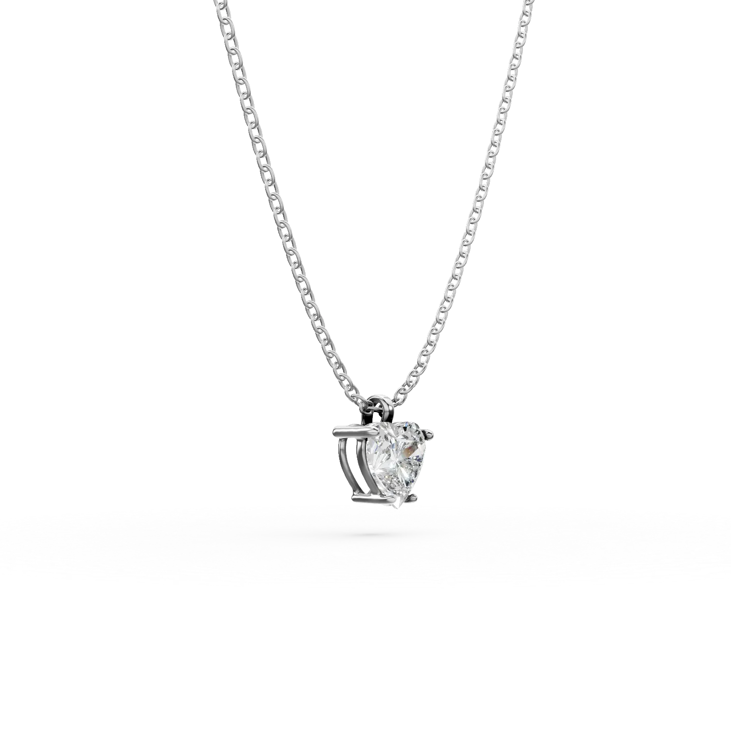 Lant cu pandantiv inima din argint cu zirconia solitaire